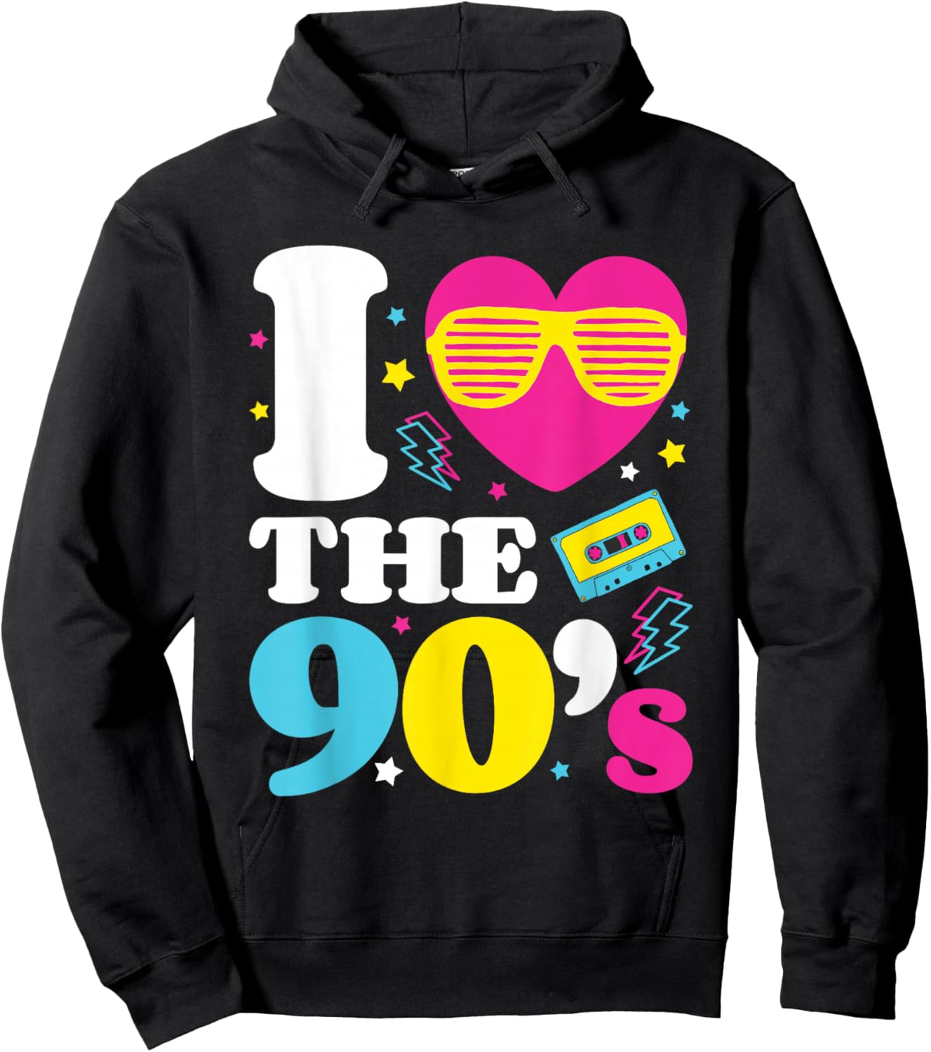 1990's 90s I Heart The Nineties Hoodie - Hoodie | Black