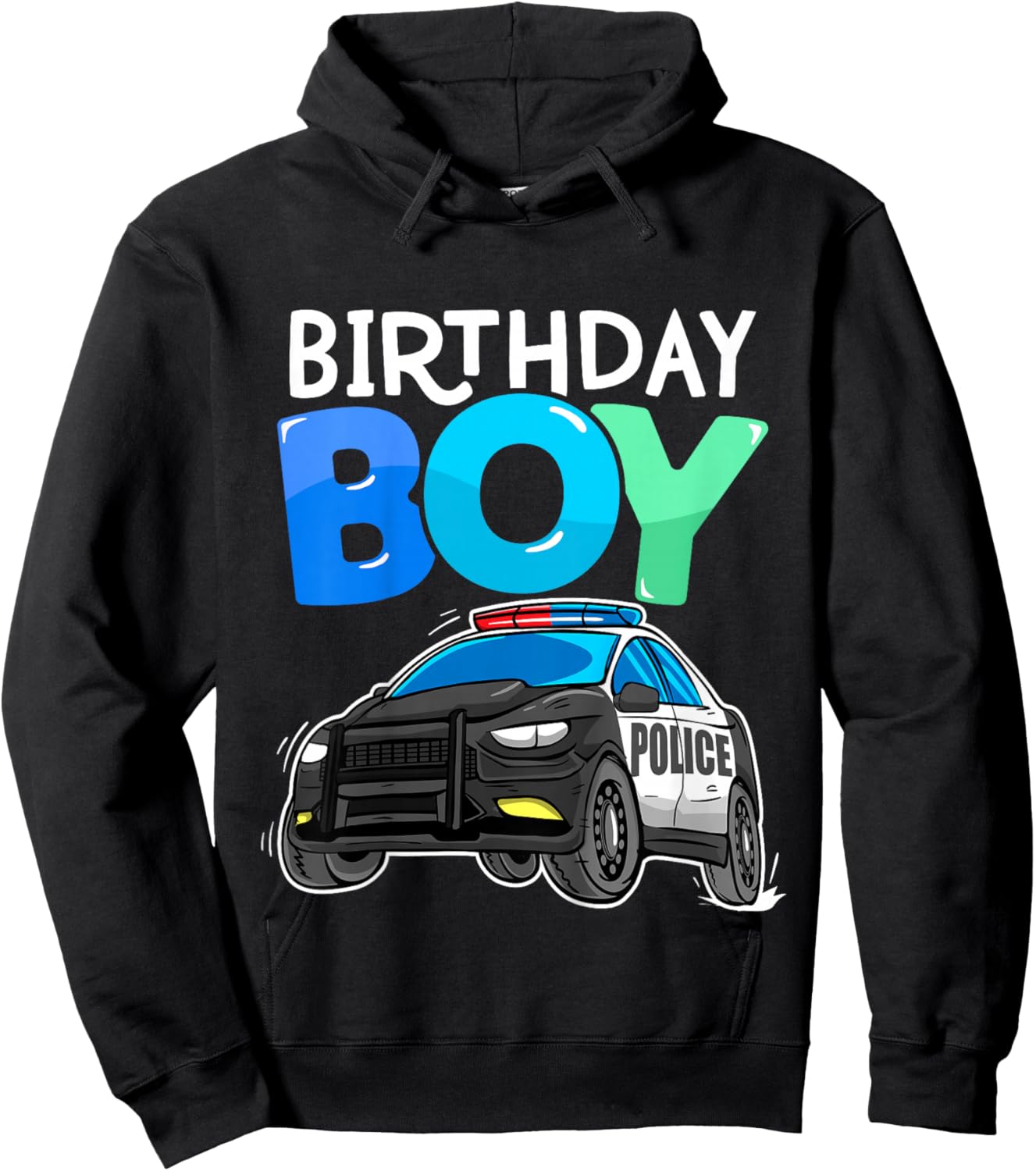 Kids Birthday Boy Police Car Policeman Theme Birthday Toddler Hoodie - Hoodie | Black