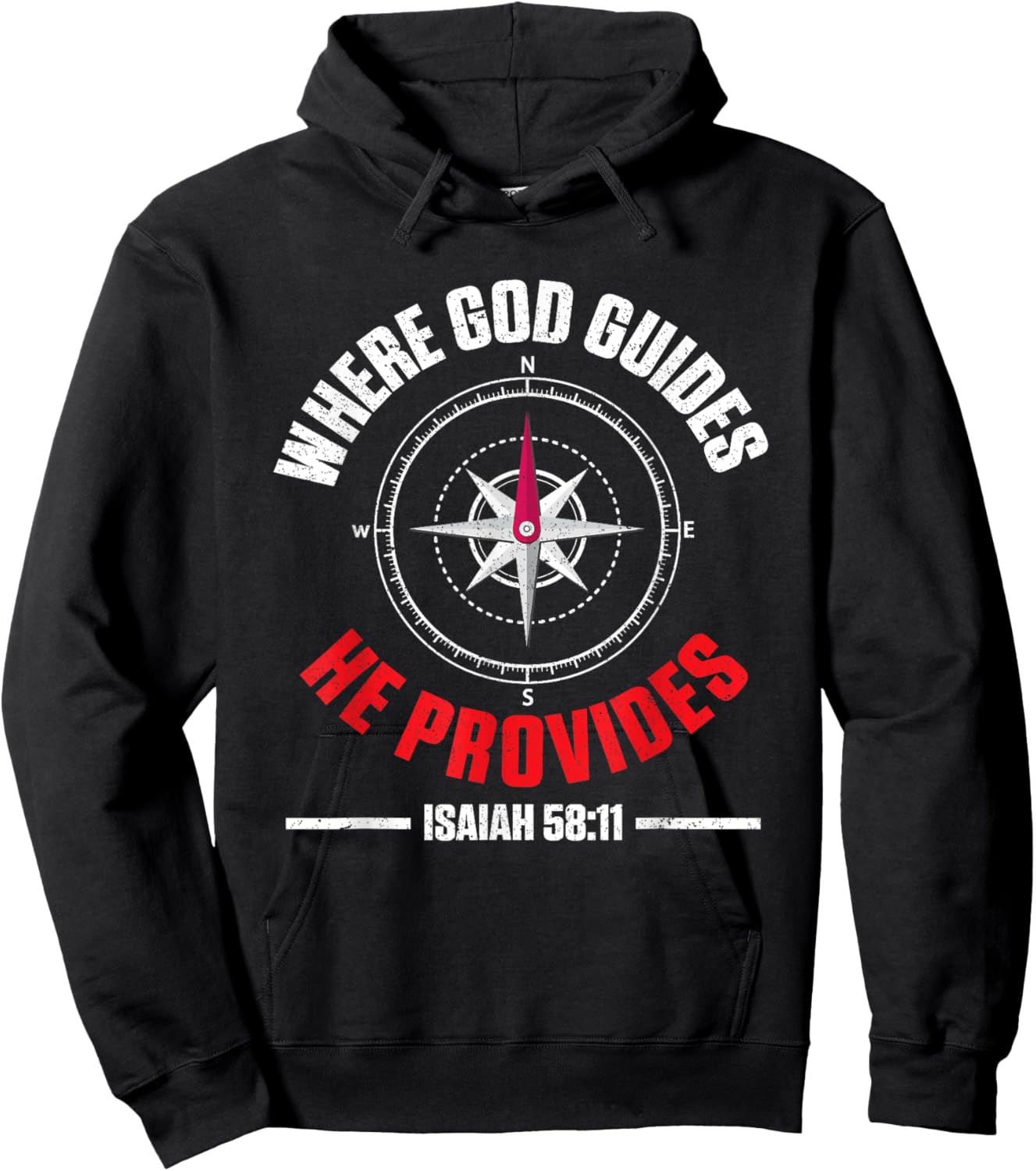 Bible Text Where God Guides He Provides Isaiah 58:11 Hoodie - Hoodie | Black