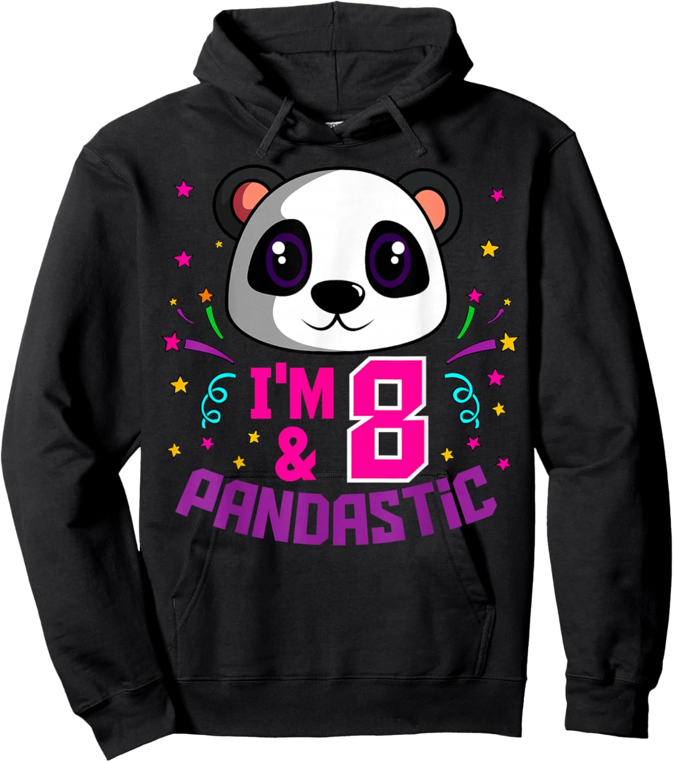 I'm 8 & Pandastic Birthday Party Panda Bday Celebration Hoodie - Hoodie | Black