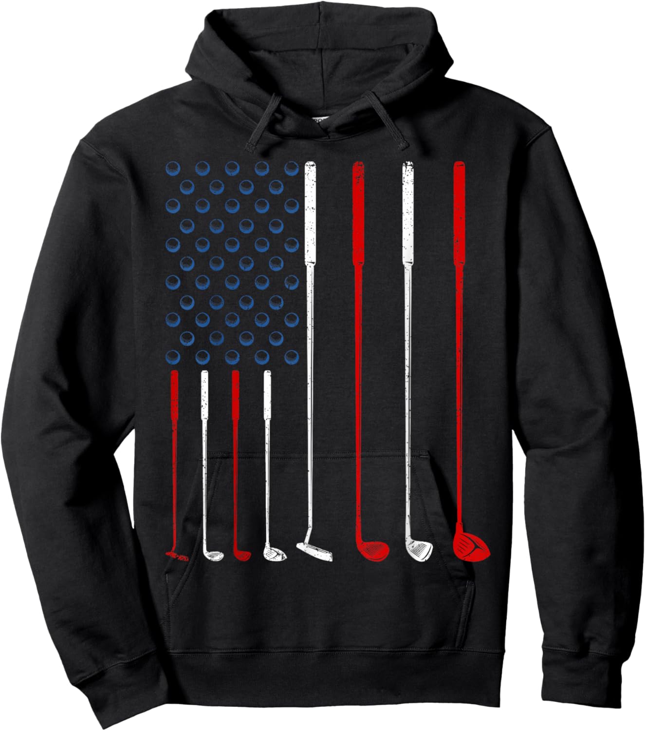Golf Clubs American Flag Hoodie - Hoodie | Black