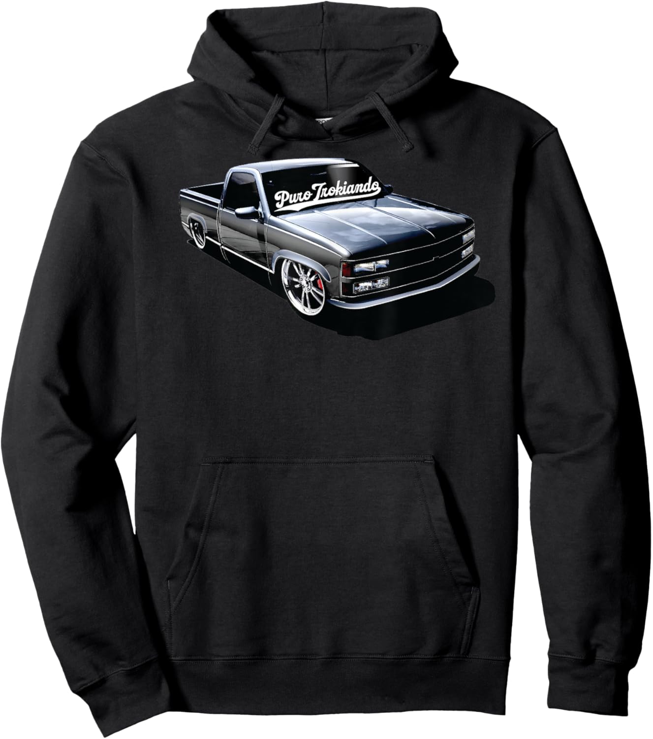 Puro Trokiando 1990s OBS Slammed Static truck on wheels Hoodie - Hoodie | Black