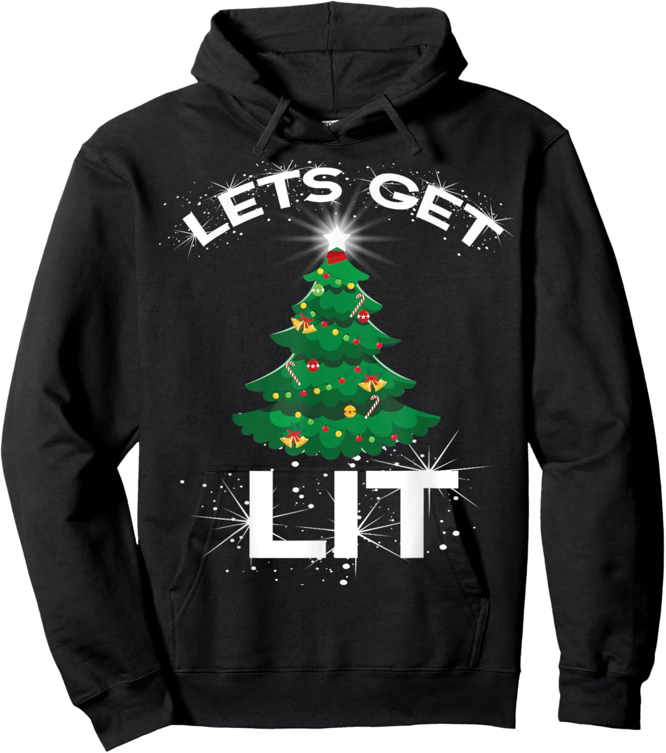 Lets Get Lit Christmas Tree Kids Boys Men Women Holiday Gift Hoodie - Hoodie | Black