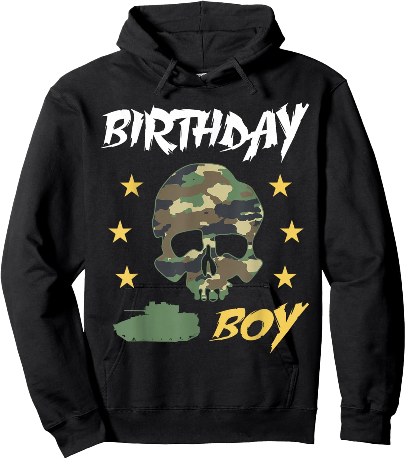 Tank Birthday Boy Army - Camouflage Skull Military Tank Boys Hoodie - Hoodie | Black