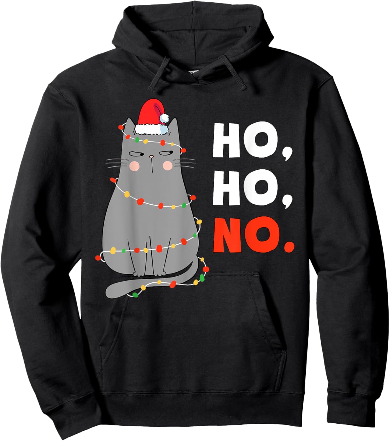 Cat Christmas Shirt Kids Funny Santa Cat Christmas Lights Hoodie - Hoodie | Black