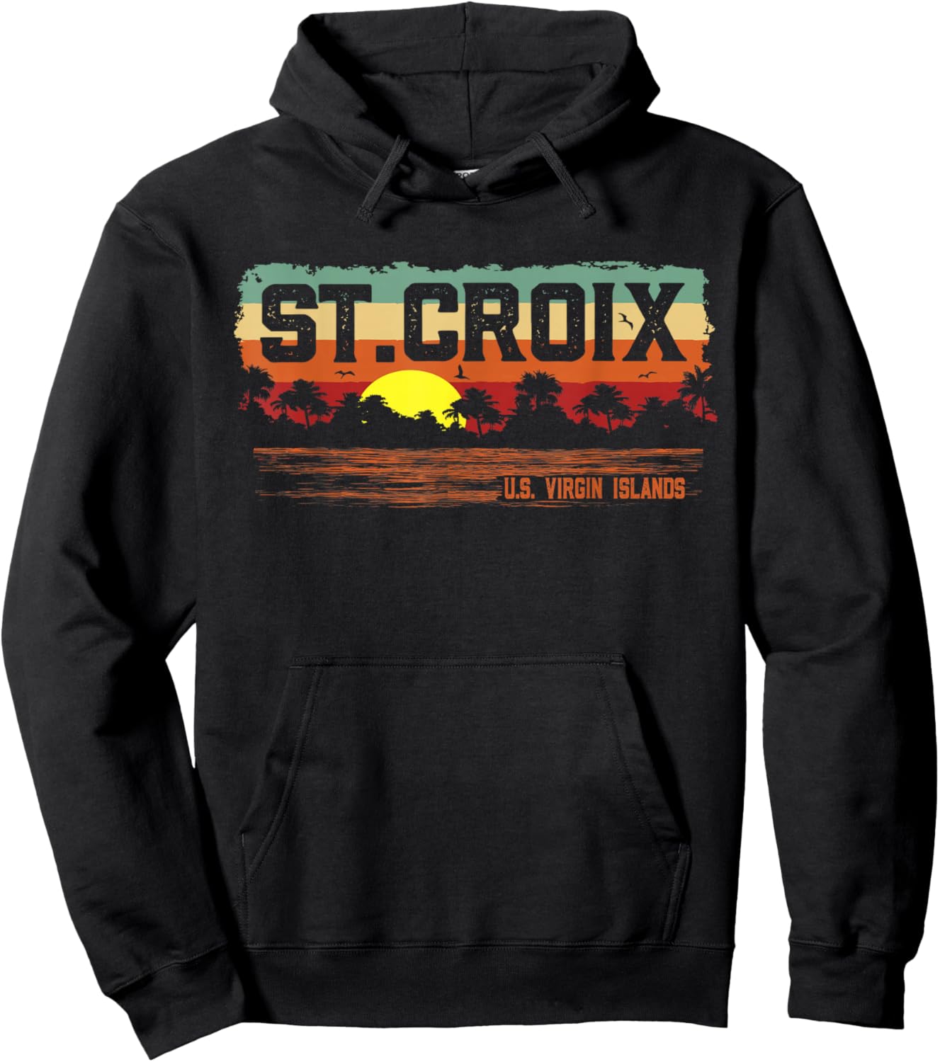 Vintage Sunset St. Croix USVI Hoodie - Hoodie | Black