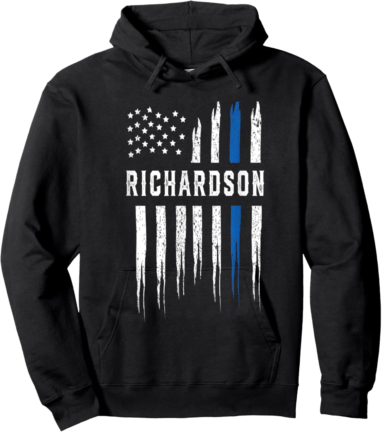 Thin Blue Line Heart Richardson Police Officer Texas Cops Hoodie - Hoodie | Black