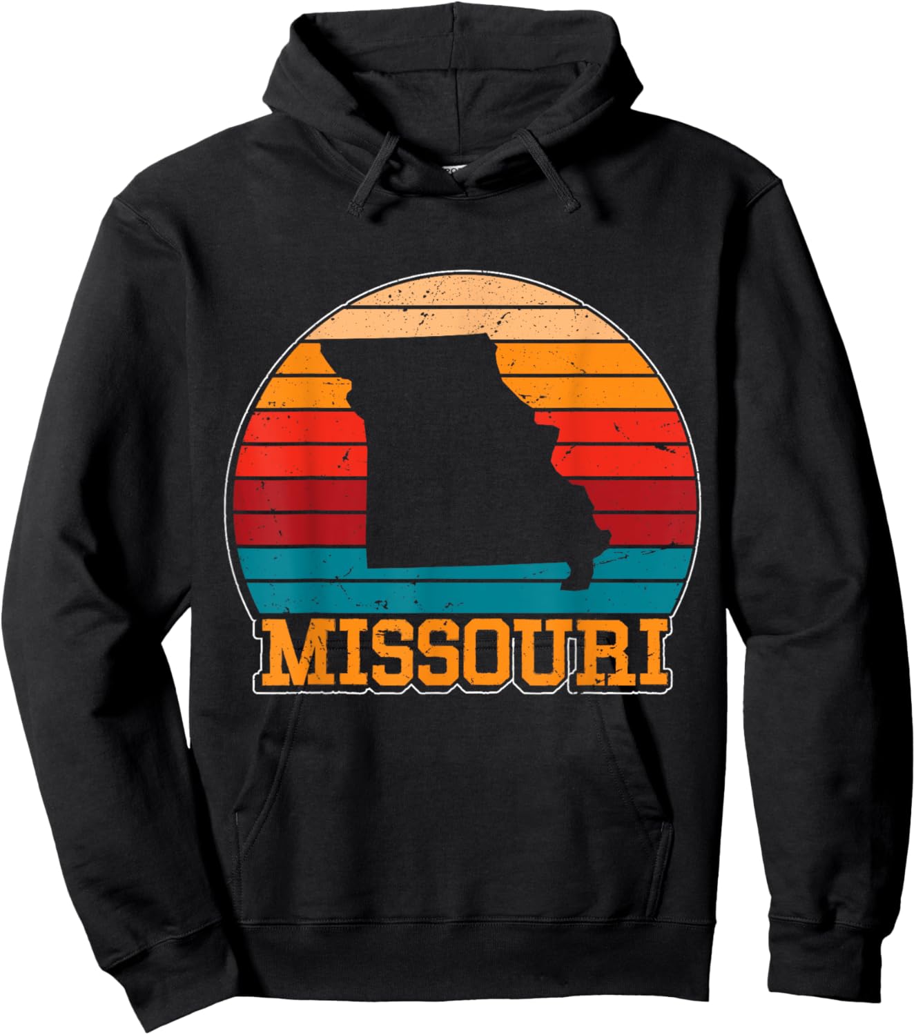 Missouri Retro Vintage Sunset US State Missouri Silhouette Hoodie - Hoodie | Black