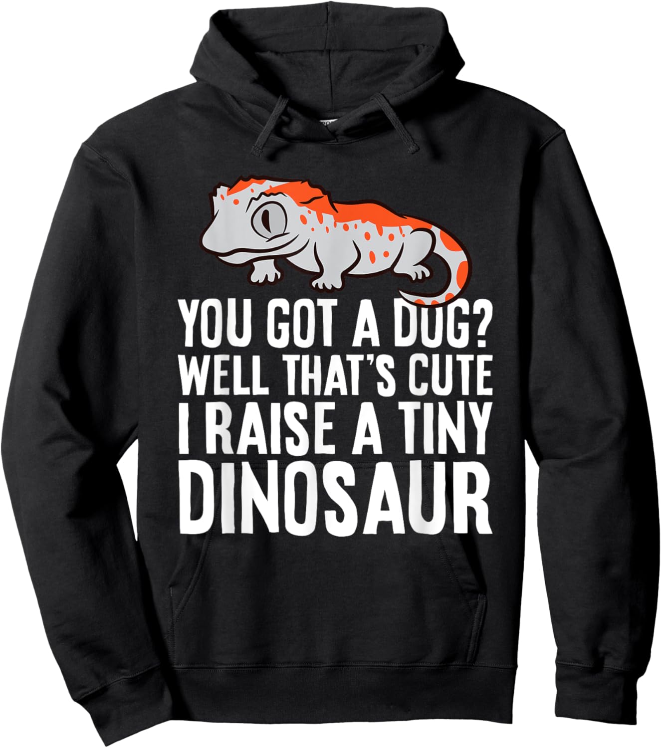 Gargoyle Gecko Reptile And Gifts Gargoyle Gecko Pet You Got A Dog? I Raise A Tiny Dinosaur Hoodie - Hoodie | Black