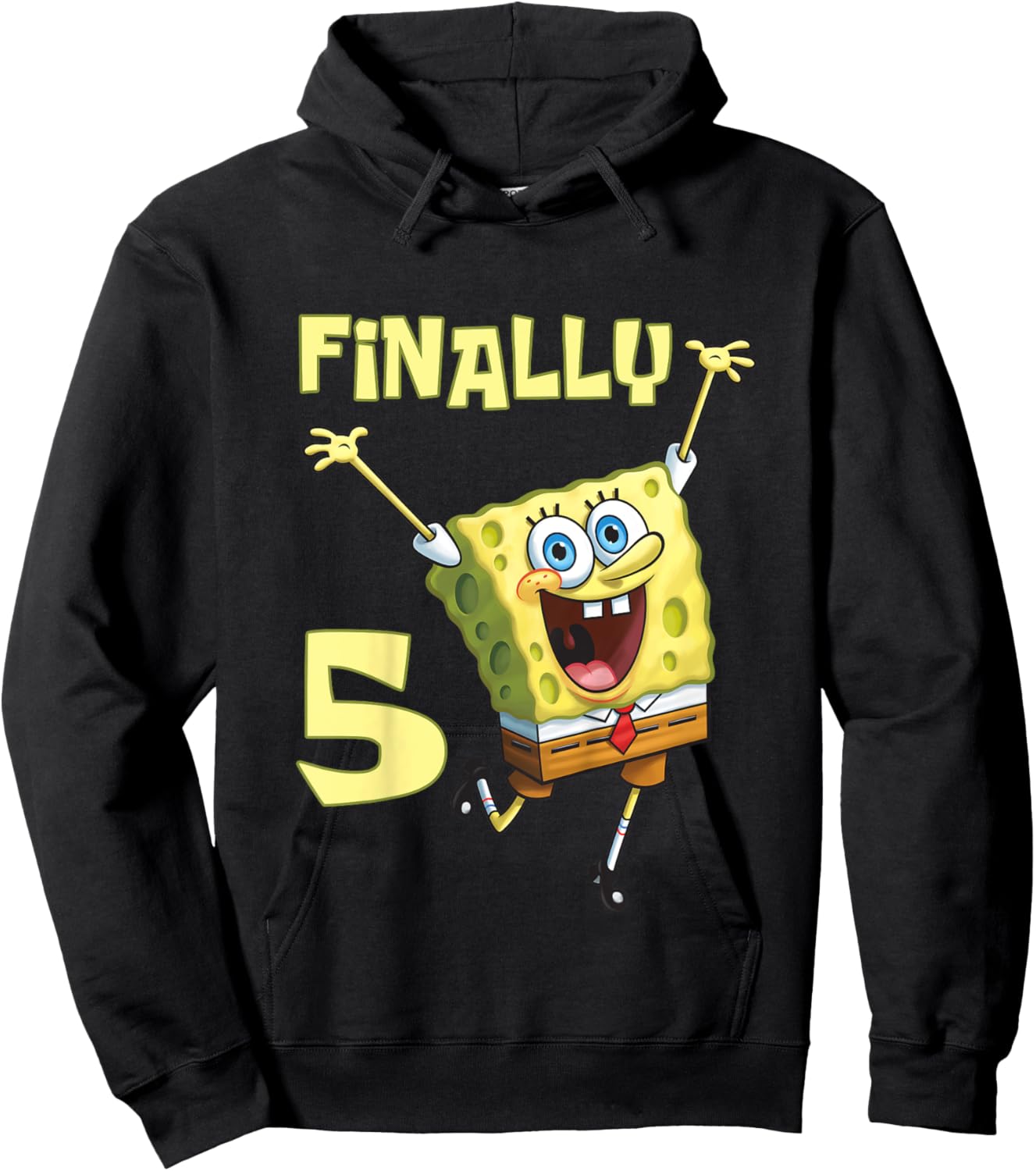Mademark x SpongeBob SquarePants - Kids Original SpongeBob Square Pants - 5th Birthday. Finally 5. Hoodie - Hoodie | Black