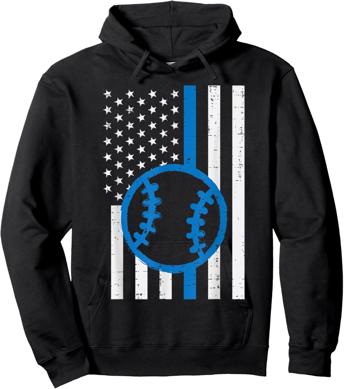 US Flag Thin Blue Line Baseball Vintage Patriotic Police Cop Hoodie - Hoodie | Black
