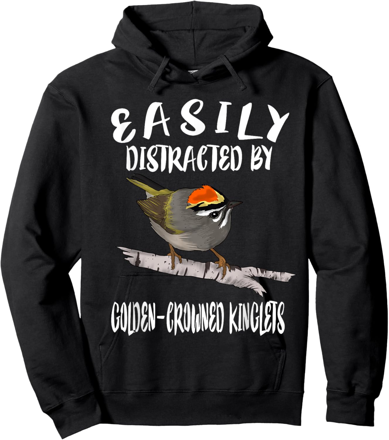 Easily Distracted By Golden-crowned Kinglets Birds Birding Hoodie - Hoodie | Black
