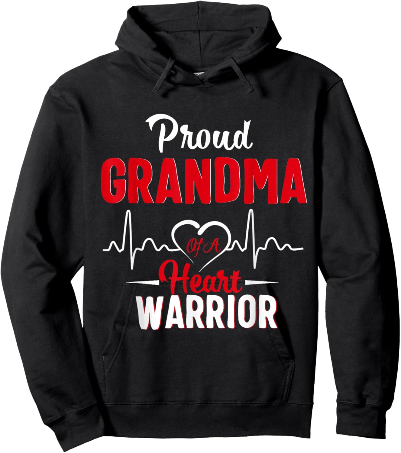 Proud Grandma of a Heart Warrior CHD Awareness Gift Hoodie - Hoodie | Black