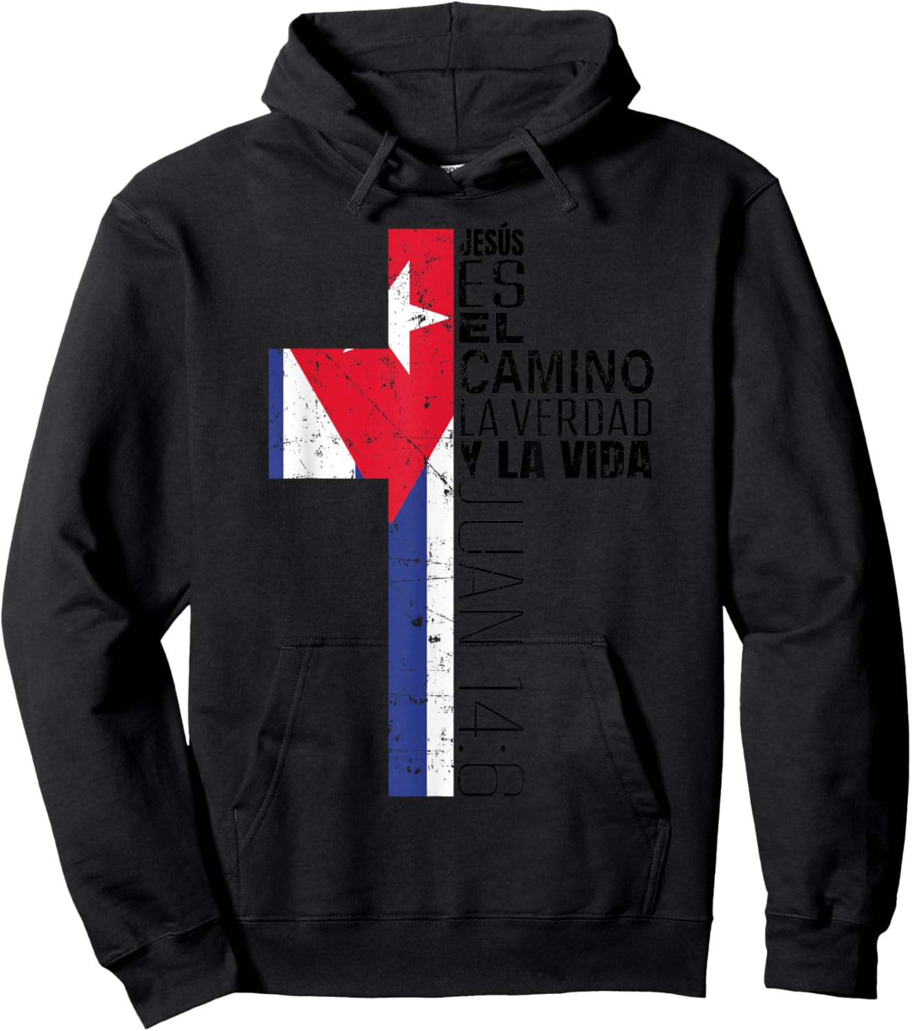 Christian Spanish Gifts Men Women Jesus Juan 14:6 Cuban Flag Hoodie - Hoodie | Black