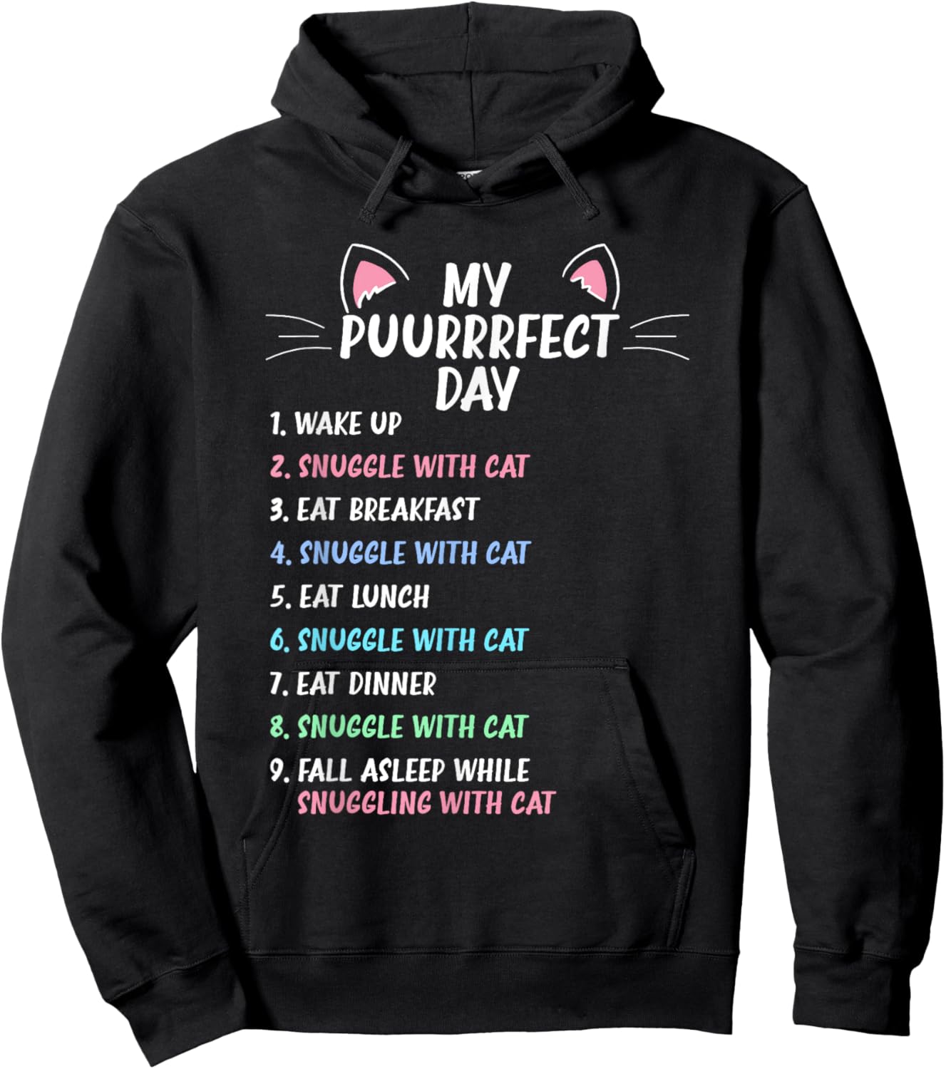 Perfect Day Is Snuggling a Cat - Funny Cat Owner Girls Women Hoodie - Hoodie | Black