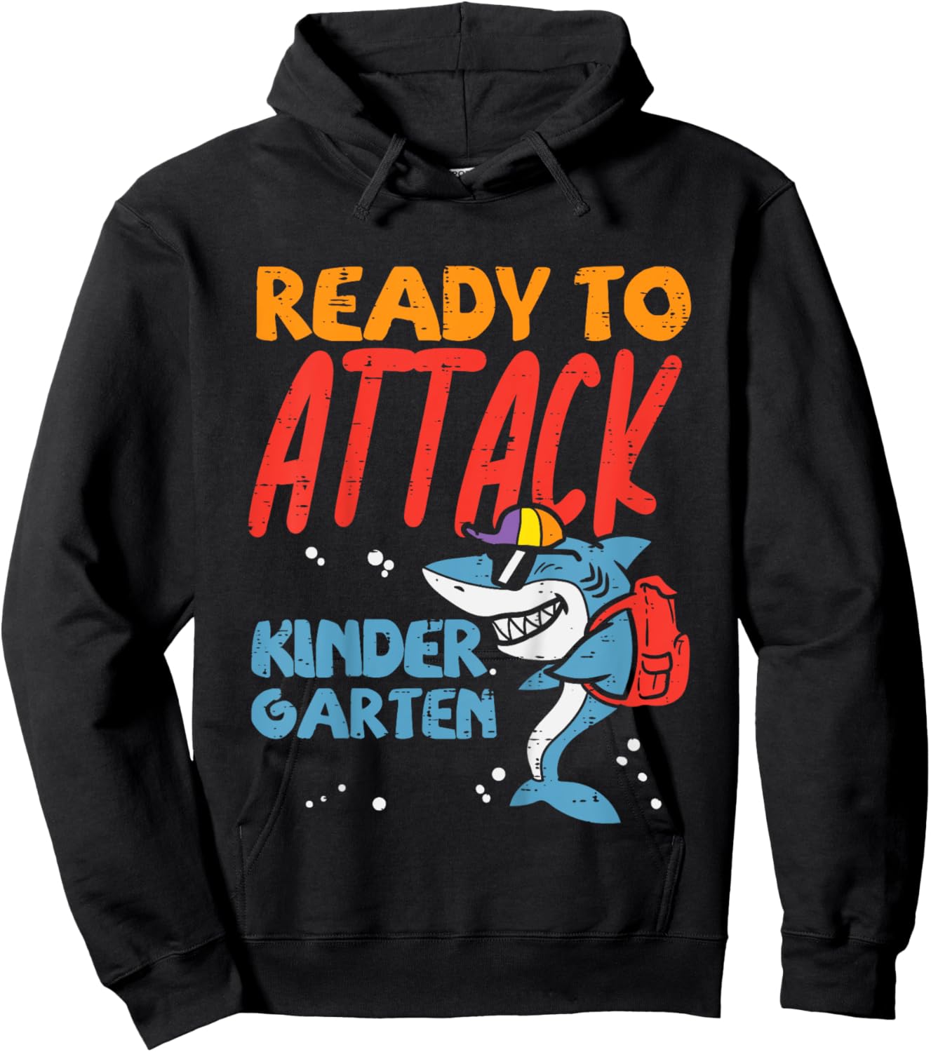 Kids Ready To Attack Kindergarten Shark First Day Of Back To Boys Hoodie - Hoodie | Black