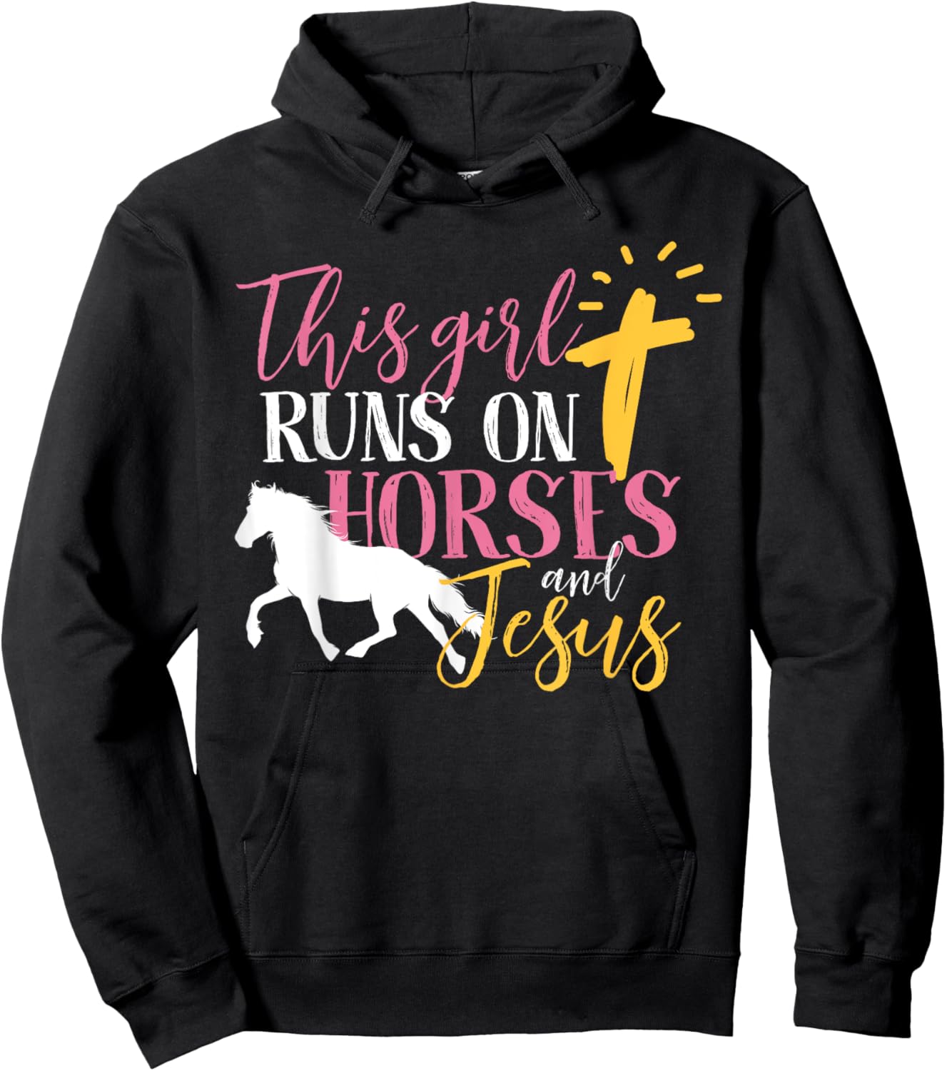 This Girl Runs On Horses And Jesus Hoodie - Hoodie | Black