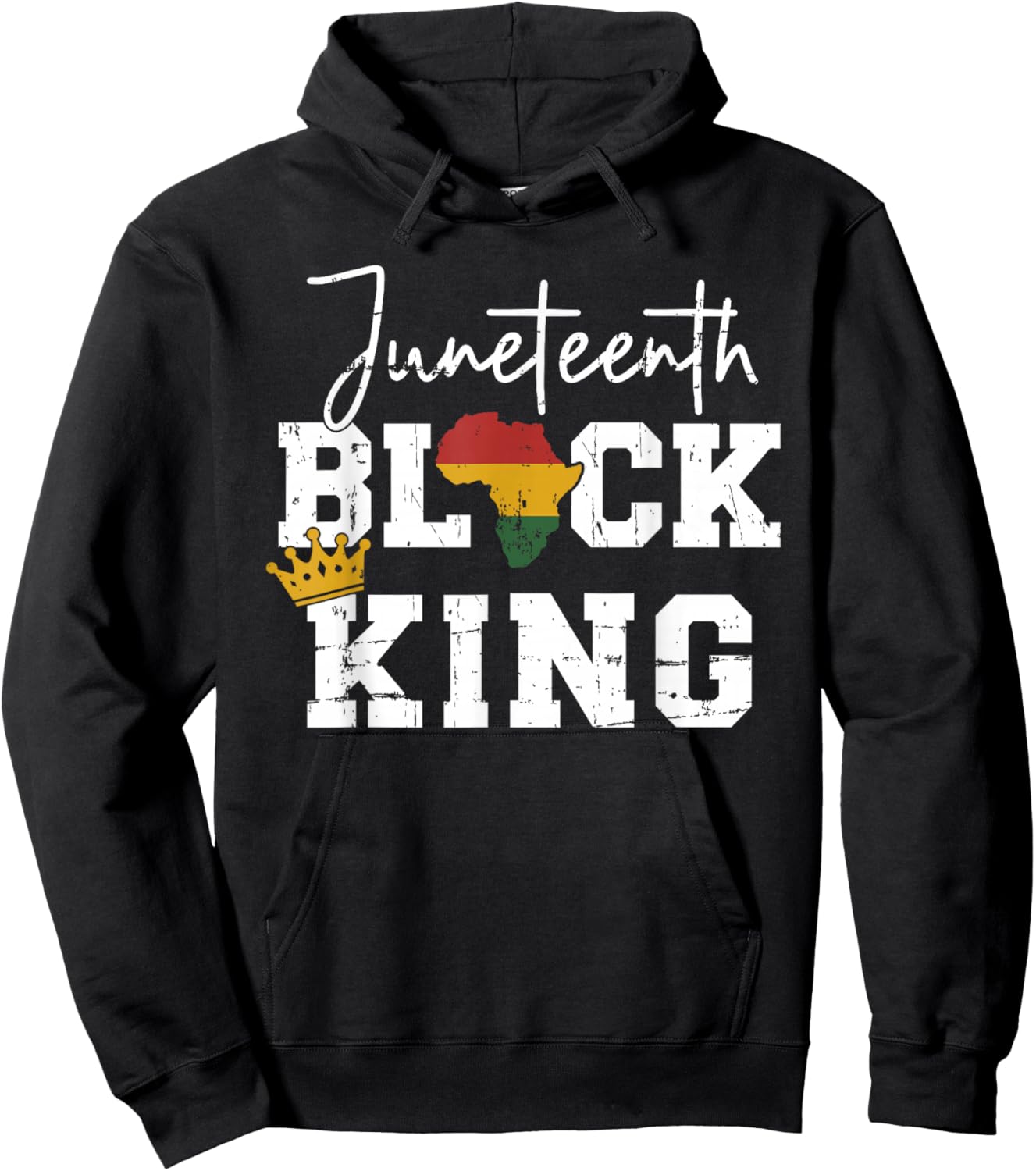 Juneteenth black king with pan african map flag Hoodie - Hoodie | Black