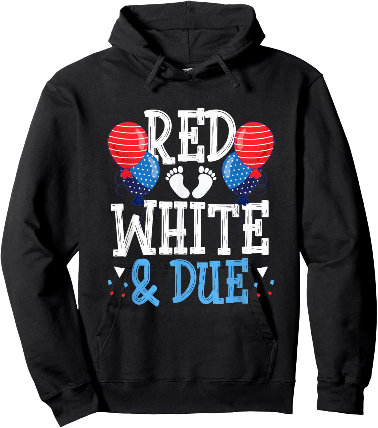 Red white and Due baby announcement 4th of july Hoodie - Hoodie | Black