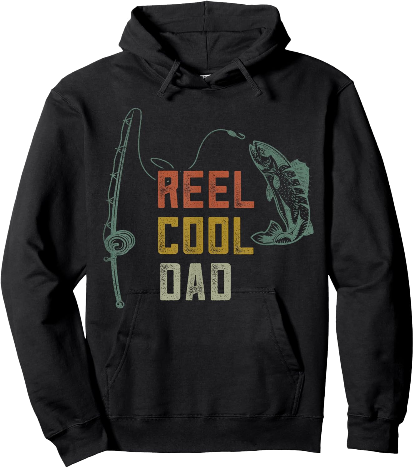 Reel Cool Dad Fishing Shirts, Funny Fathers Day Fisher Daddy Hoodie - Hoodie | Black