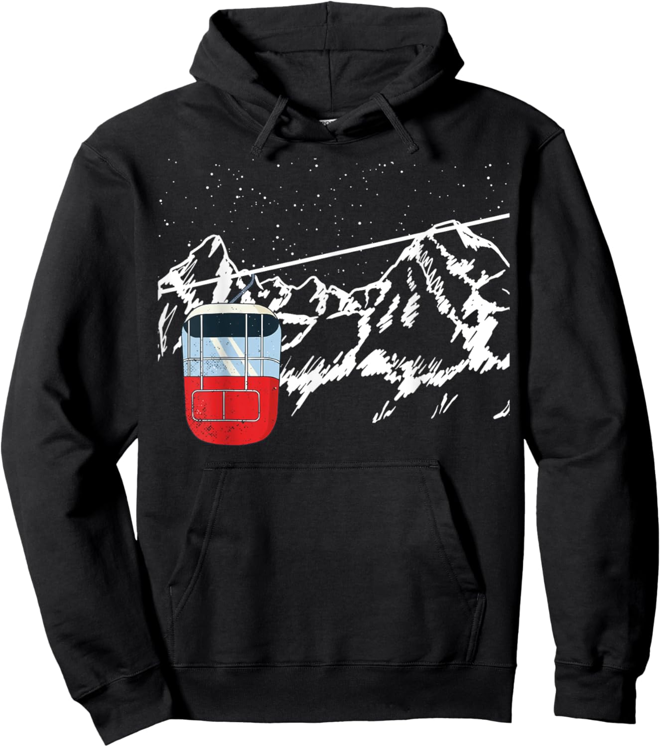 Ski lift gondola, mountains, cable run, cable railway Hoodie - Hoodie | Black