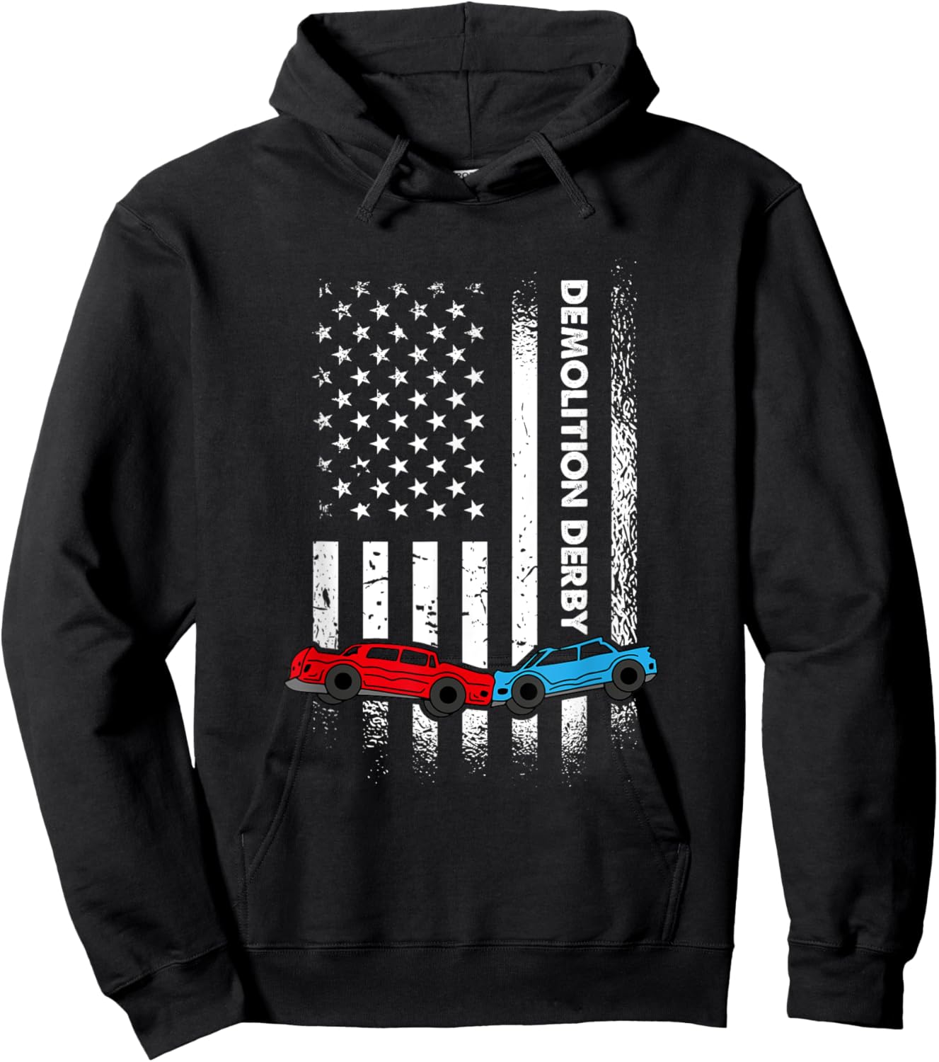 US Flag Demolition Derby, American Demo Derby Season Hoodie - Hoodie | Black