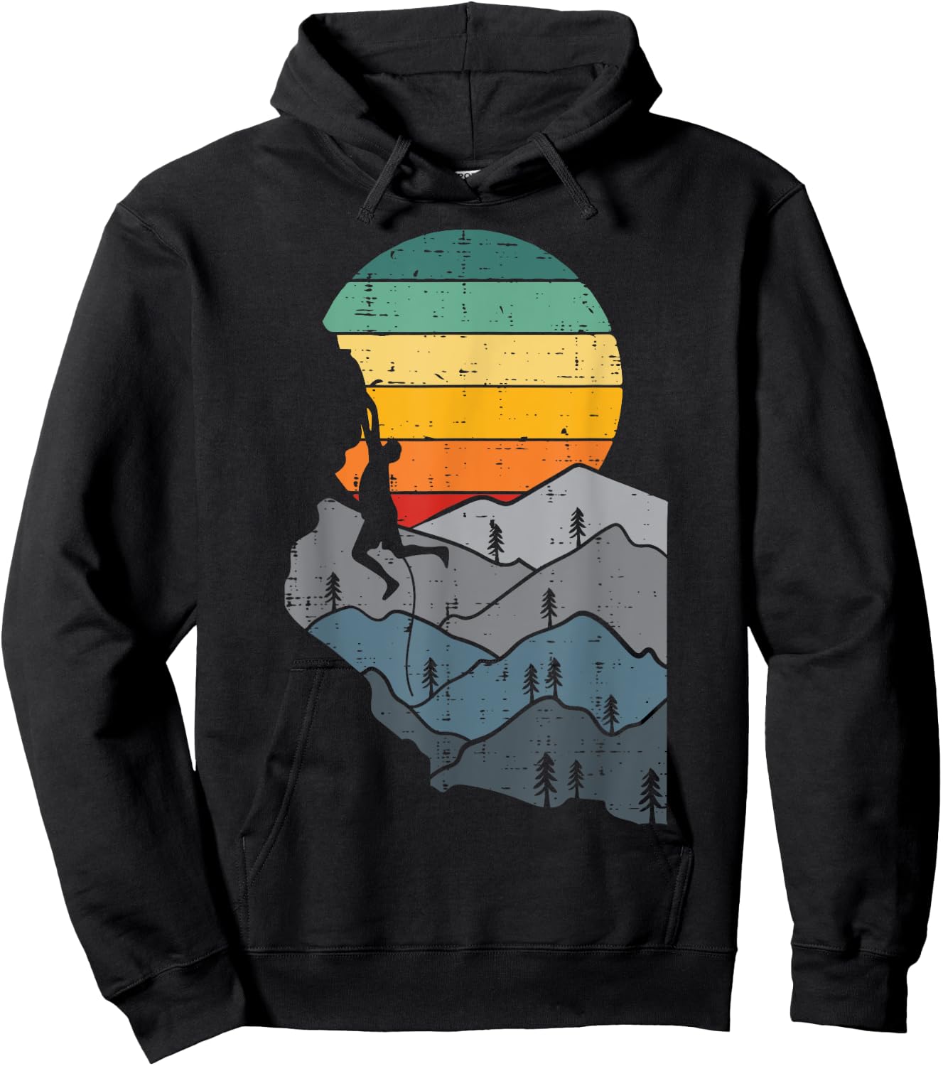 Mountain Climbing Retro Climber Mountaineer Men Women Kids Hoodie - Hoodie | Black