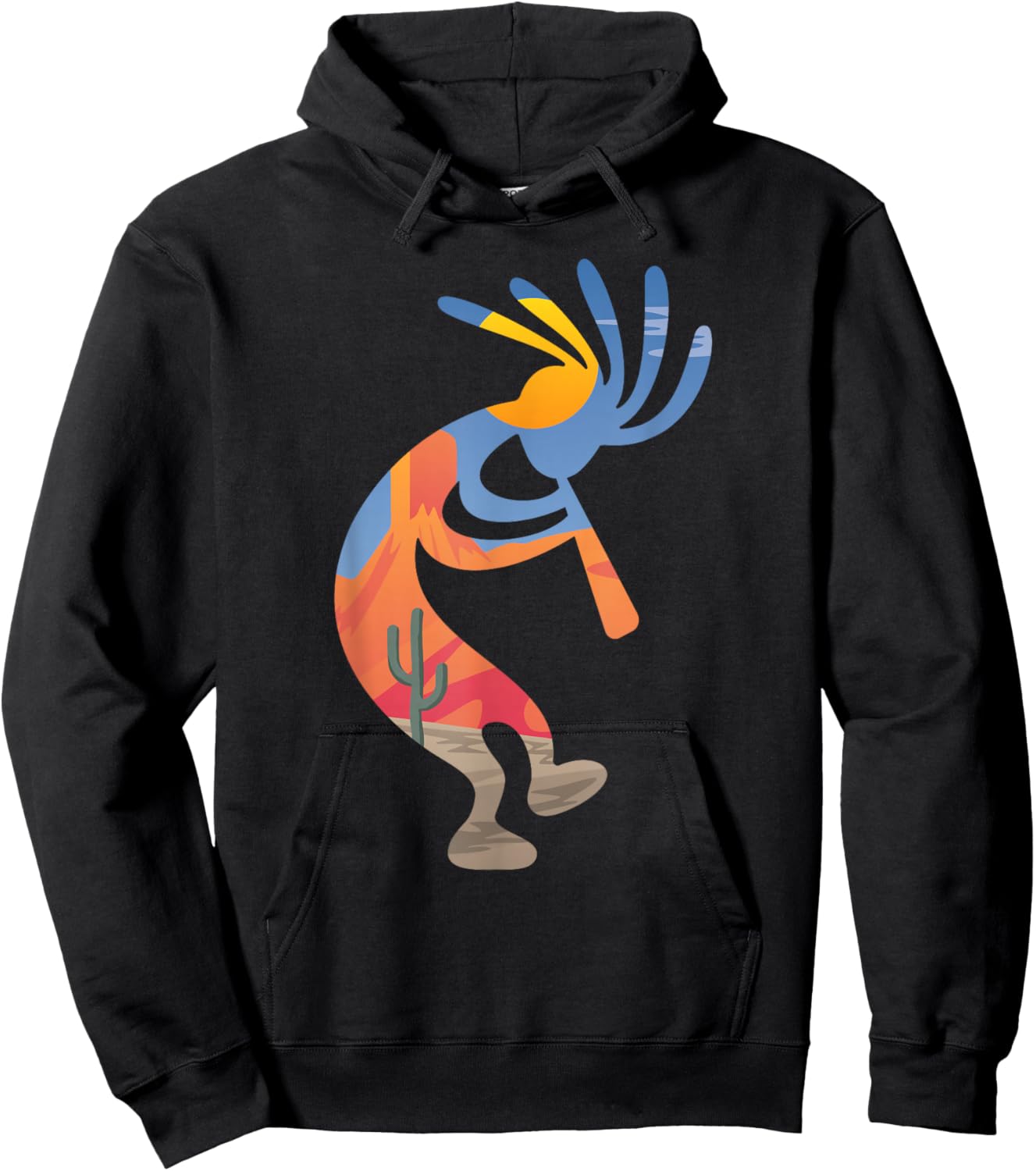Dancing Southwestern USA Kokopelli Symbol Hoodie - Hoodie | Black