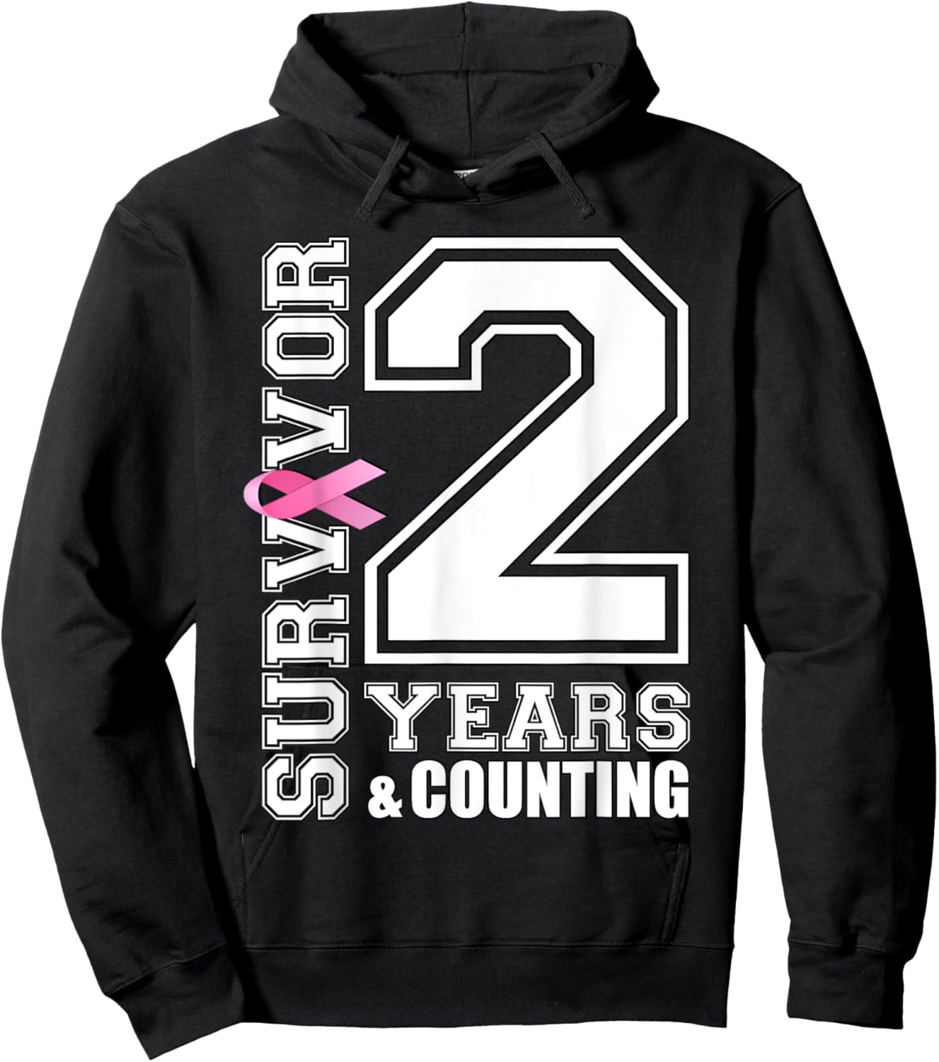 2 Years Breast Cancer Survivor Pink Ribbon Gifts Hoodie - Hoodie | Black