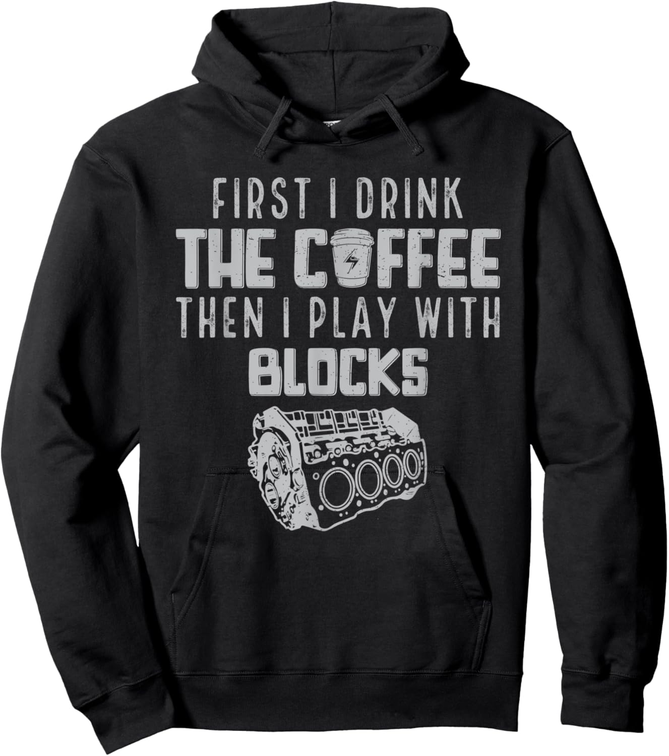 Funny Play With Blocks Enginemen Coffee Lovers Novelty Hoodie - Hoodie | Black