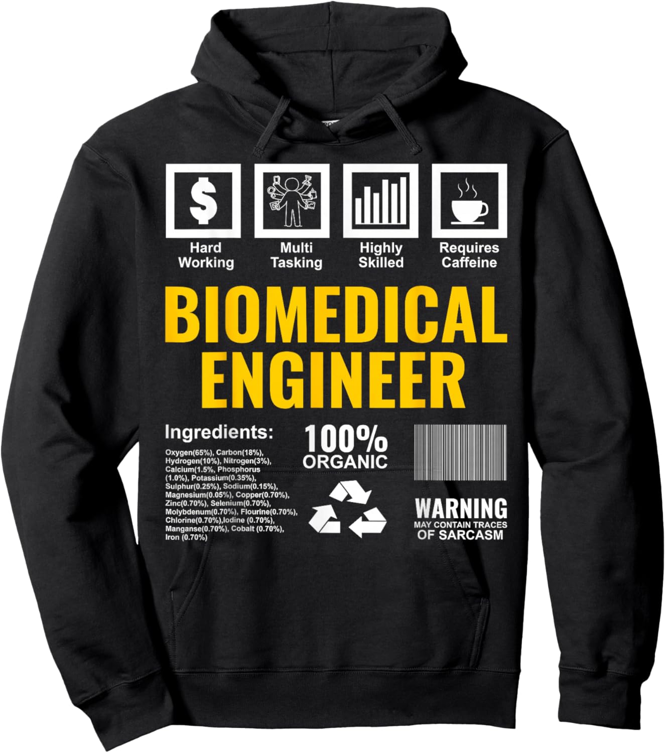 Biomedical Engineer Facts Label Biomedical Engineering Hoodie - Hoodie | Black