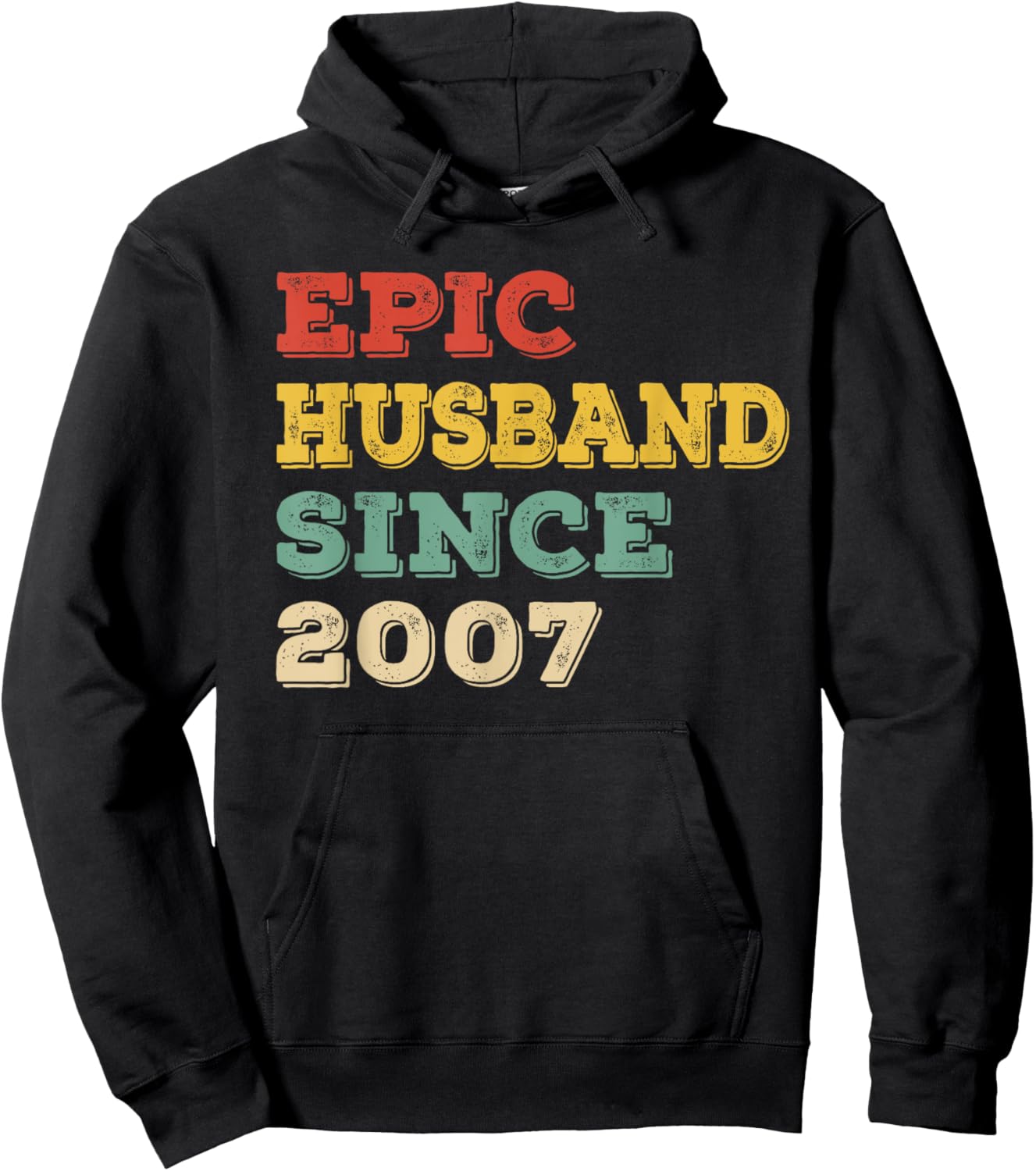 18th Wedding Anniversary Epic Husband Since 2007 Hoodie - Hoodie | Black