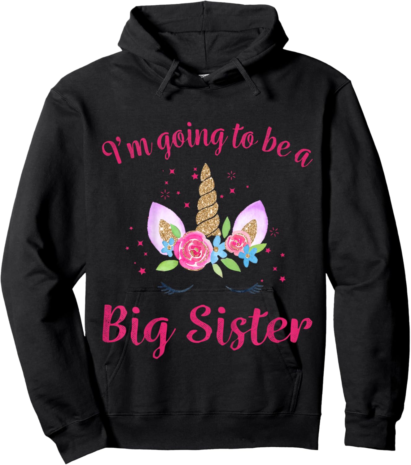 Kids Big Sister Unicorn I'm Going to be a Big Sister Hoodie - Hoodie | Black