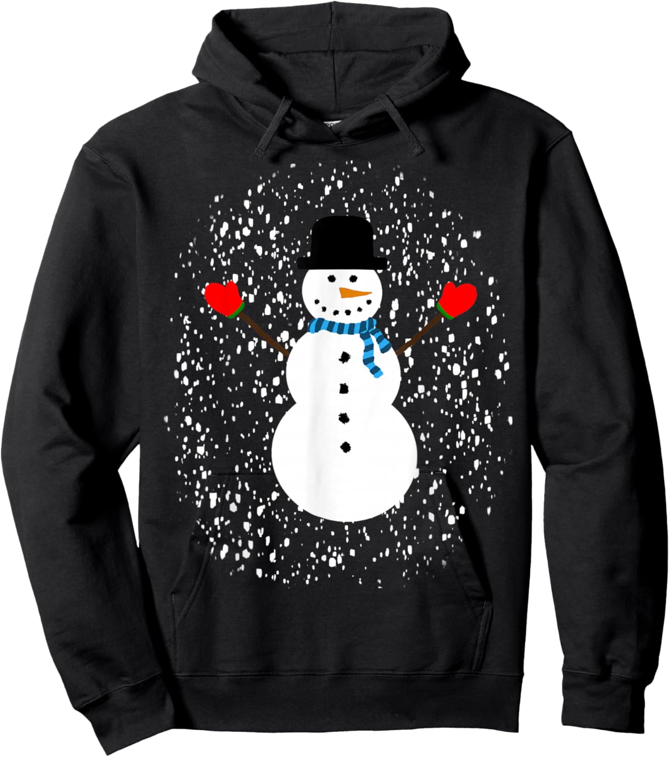 Biz Designs: Cute Snowman in a Snowy Winter Wonderland Hoodie - Hoodie | Black