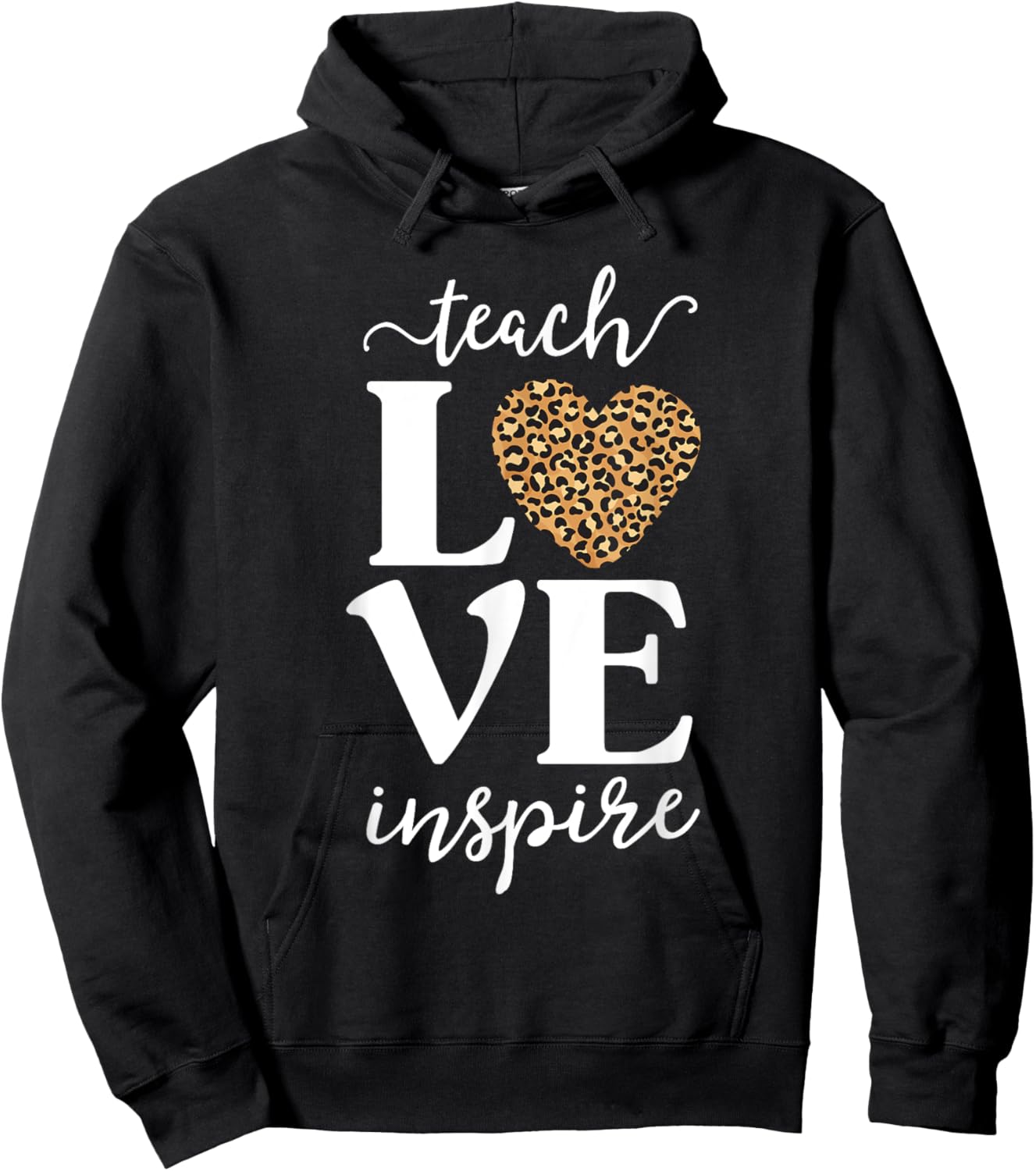 Love Leopard Print Teacher Cheetah School Inspire Teach Women Girls Kids Hoodie - Hoodie | Black