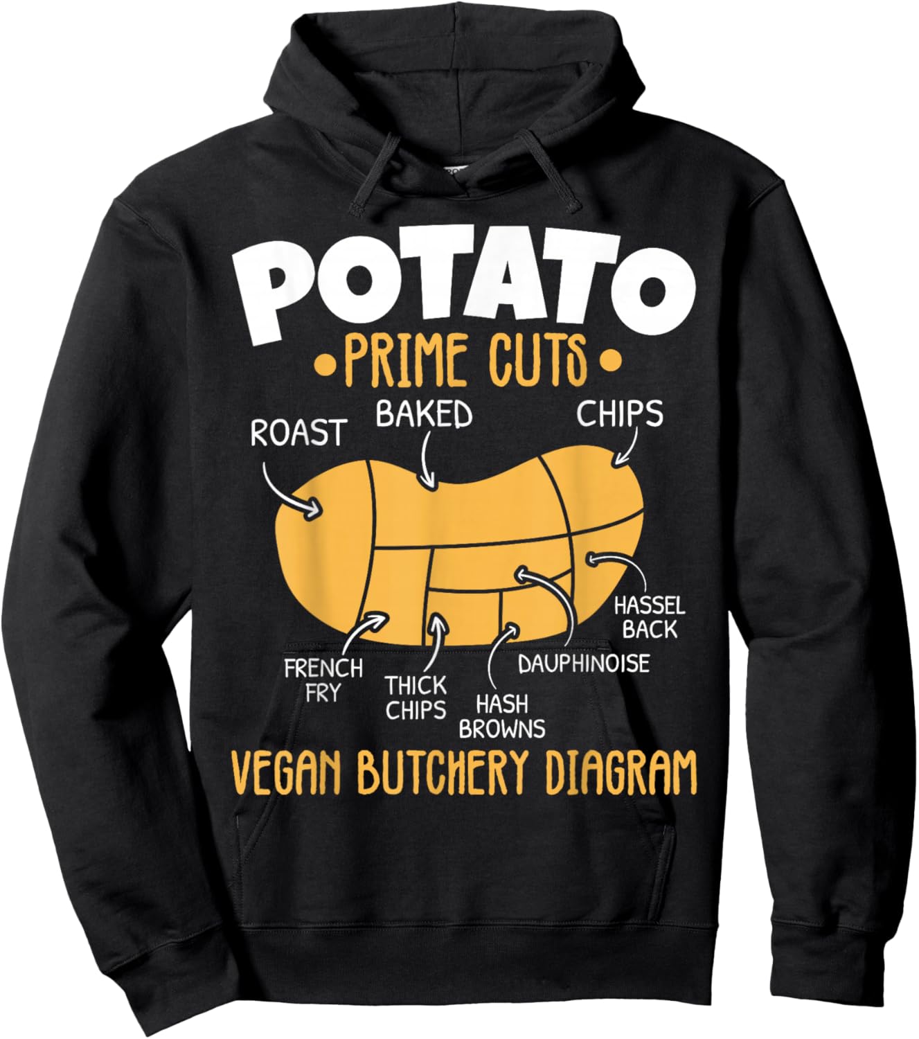 Potato Prime Cuts Spud Life Vegan French Fries Tater Tots Hoodie - Hoodie | Black