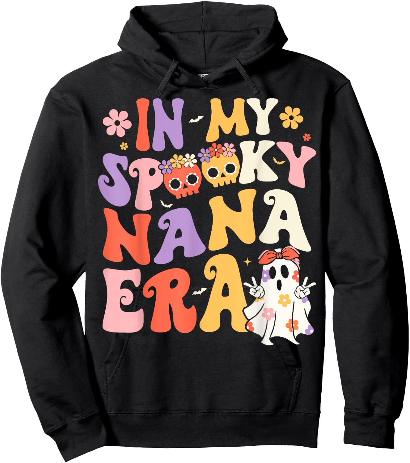 In My Spooky Nana Era Groovy Ghost Halloween Grandma Hoodie - Hoodie | Black
