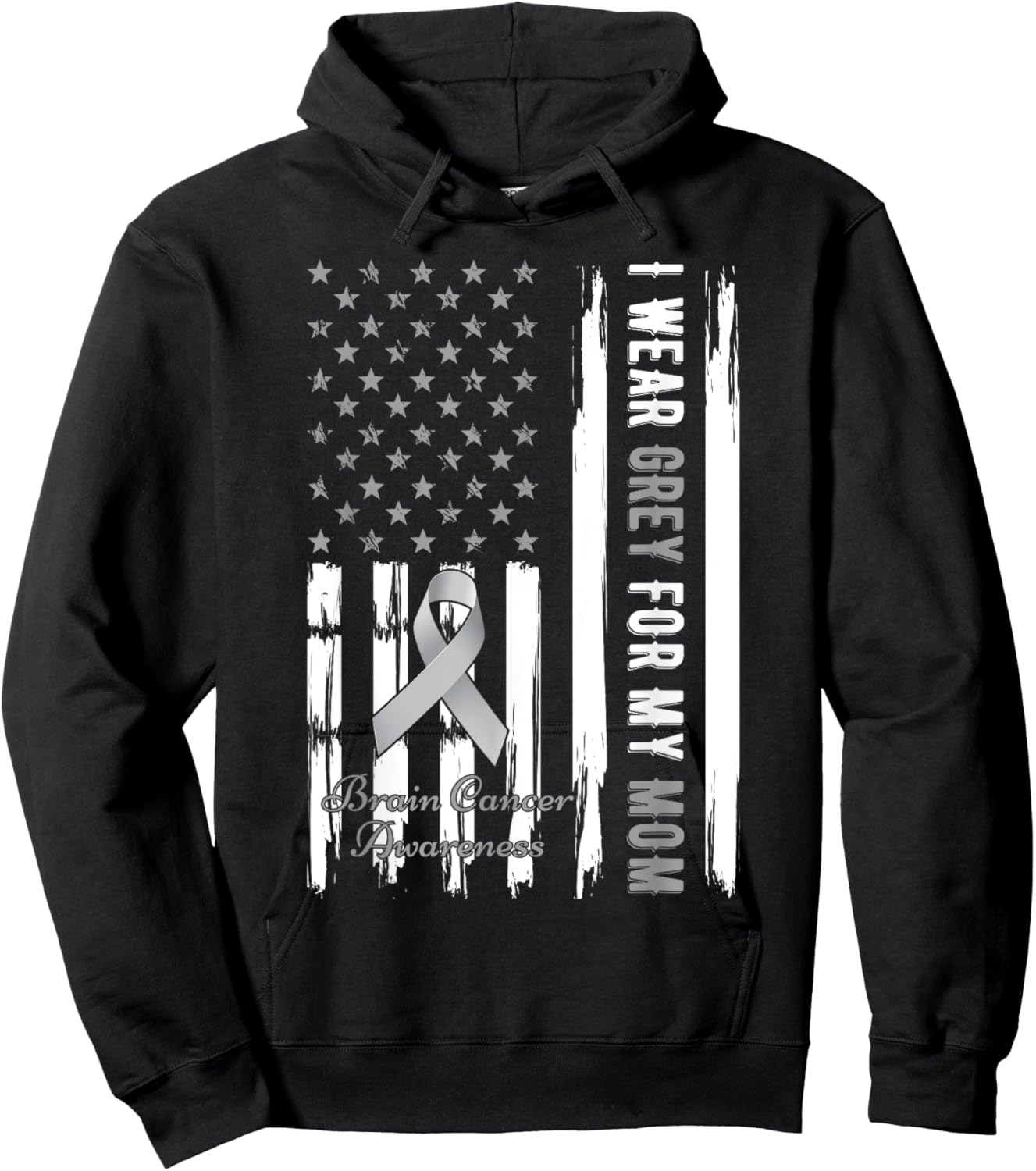 I Wear Grey For My Mom Brain Cancer Awareness Hoodie - Hoodie | Black