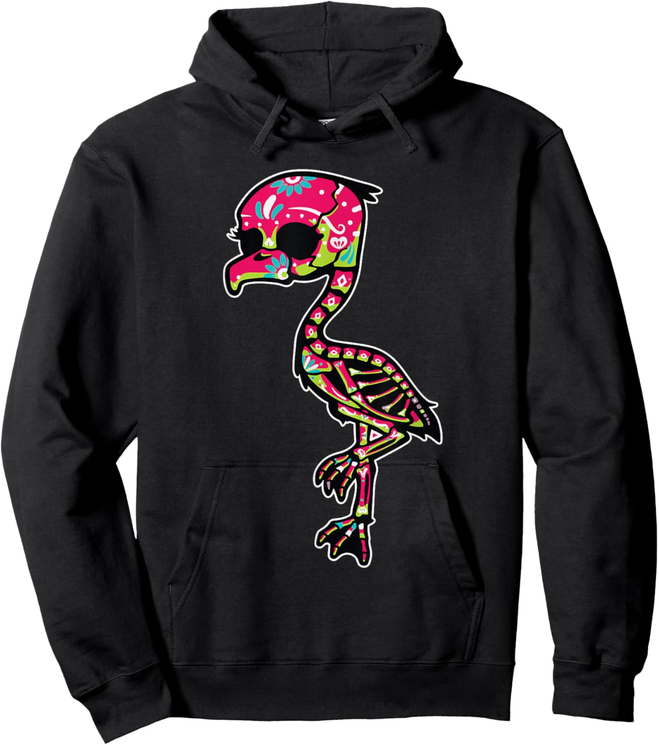 Flamingo Sugar Skull Dia De Los Muertos Mexican Day Of Dead Hoodie - Hoodie | Black
