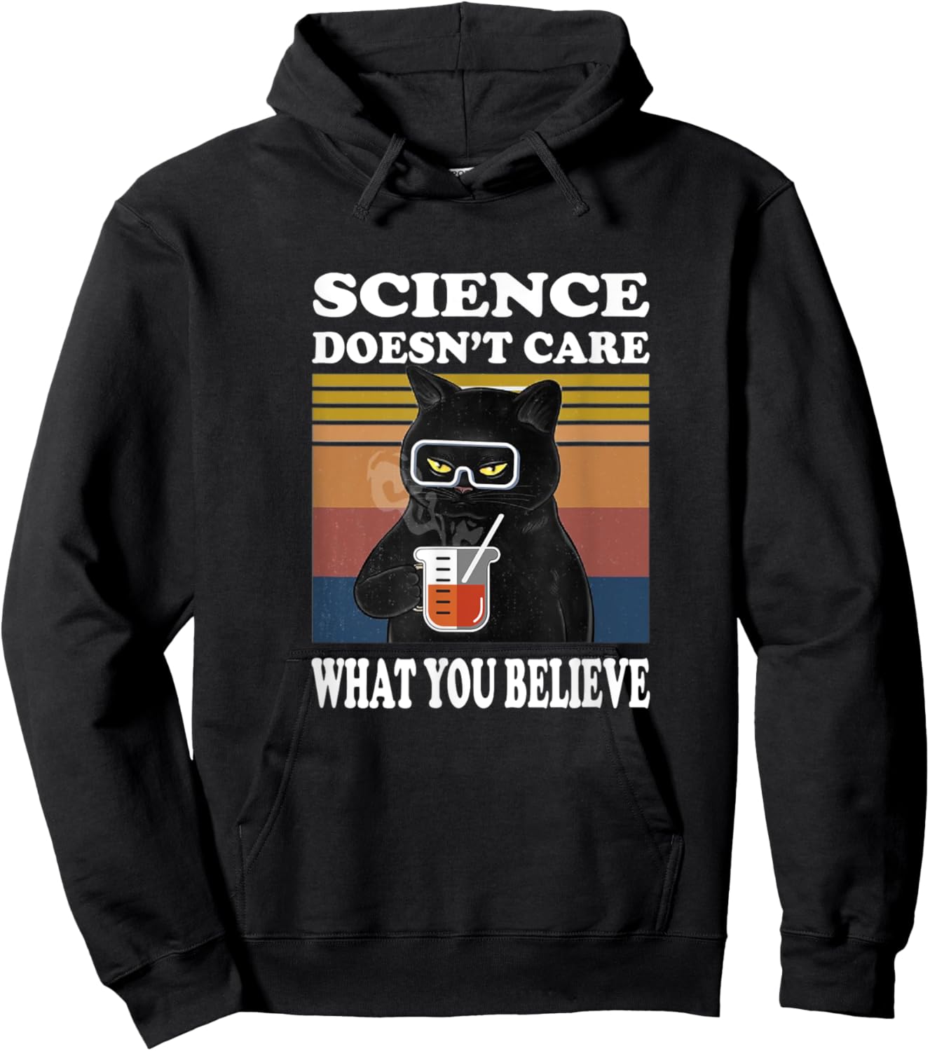 Black Cat Scientist - Science Doesn't Care What You Believe Men Women Girls Kids Hoodie - Hoodie | Black