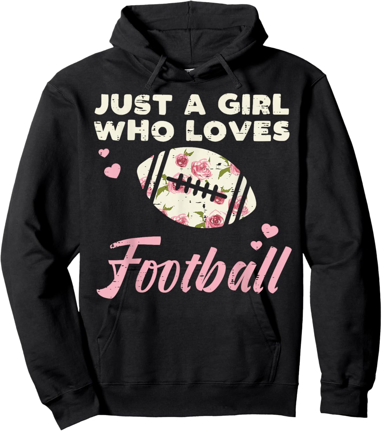 Just A Girl Who Loves American Football Flowers Girls Women Hoodie - Hoodie | Black