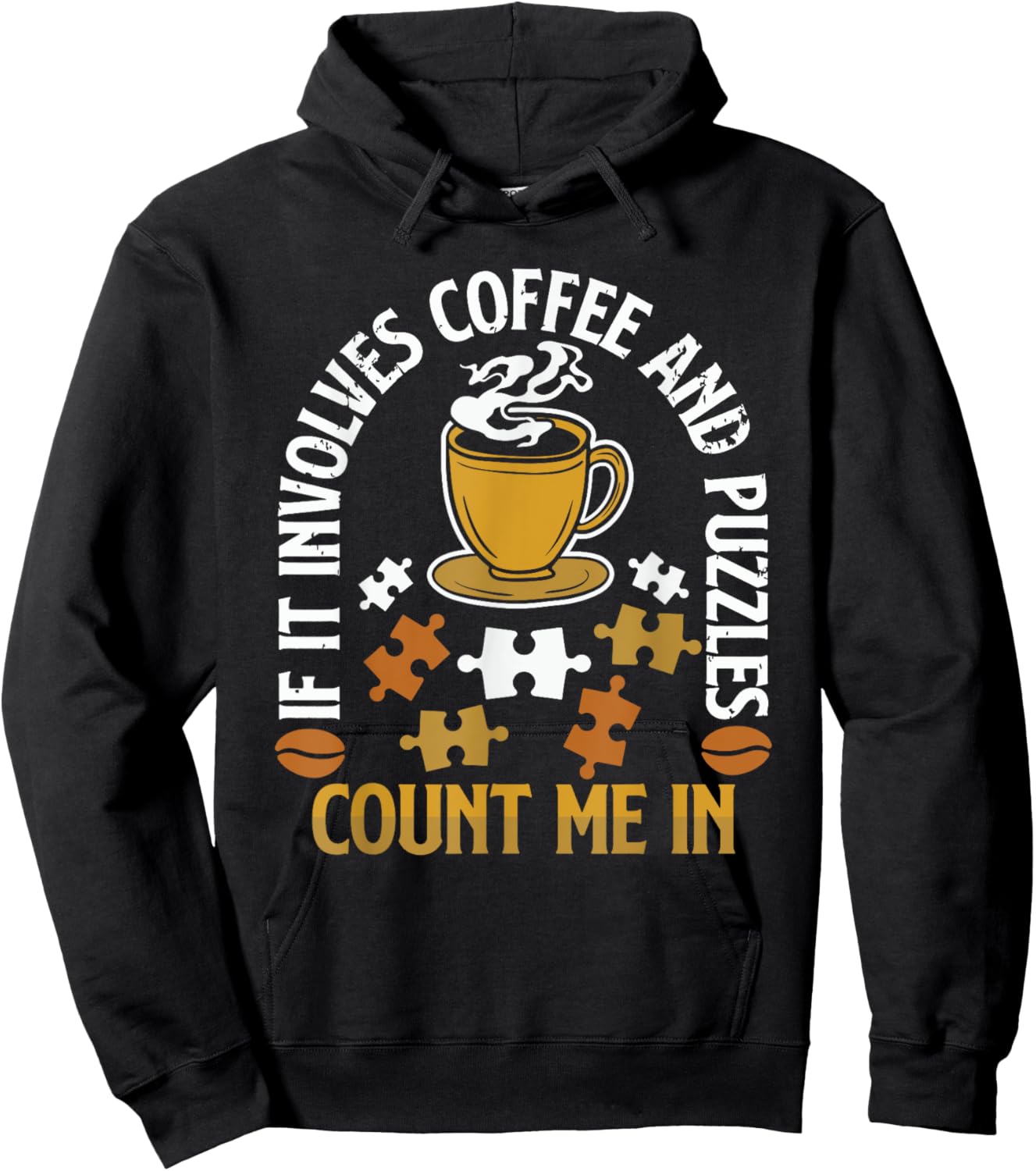 If it involves Coffee and Puzzles count me in Puzzle Puzzler Hoodie - Hoodie | Black