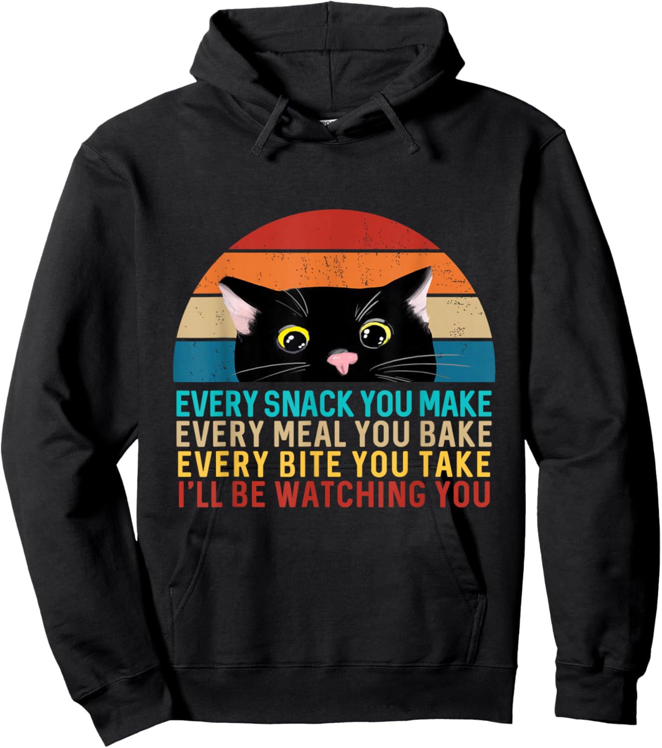Black Cat Themed Every Snack You Make Retro Peeking Cat Hoodie - Hoodie | Black