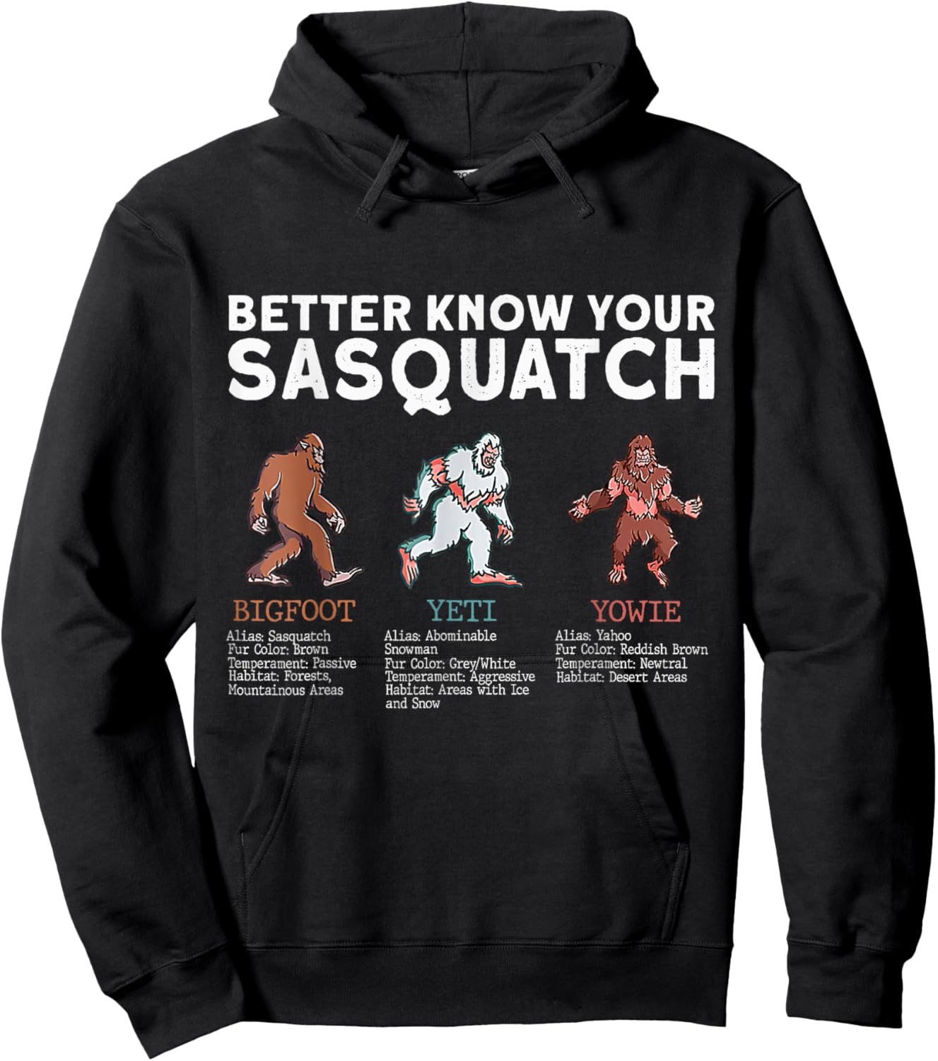 Better Know Your Sasquatch Bigfoot Yeti Yowie Funny Hoodie - Hoodie | Black
