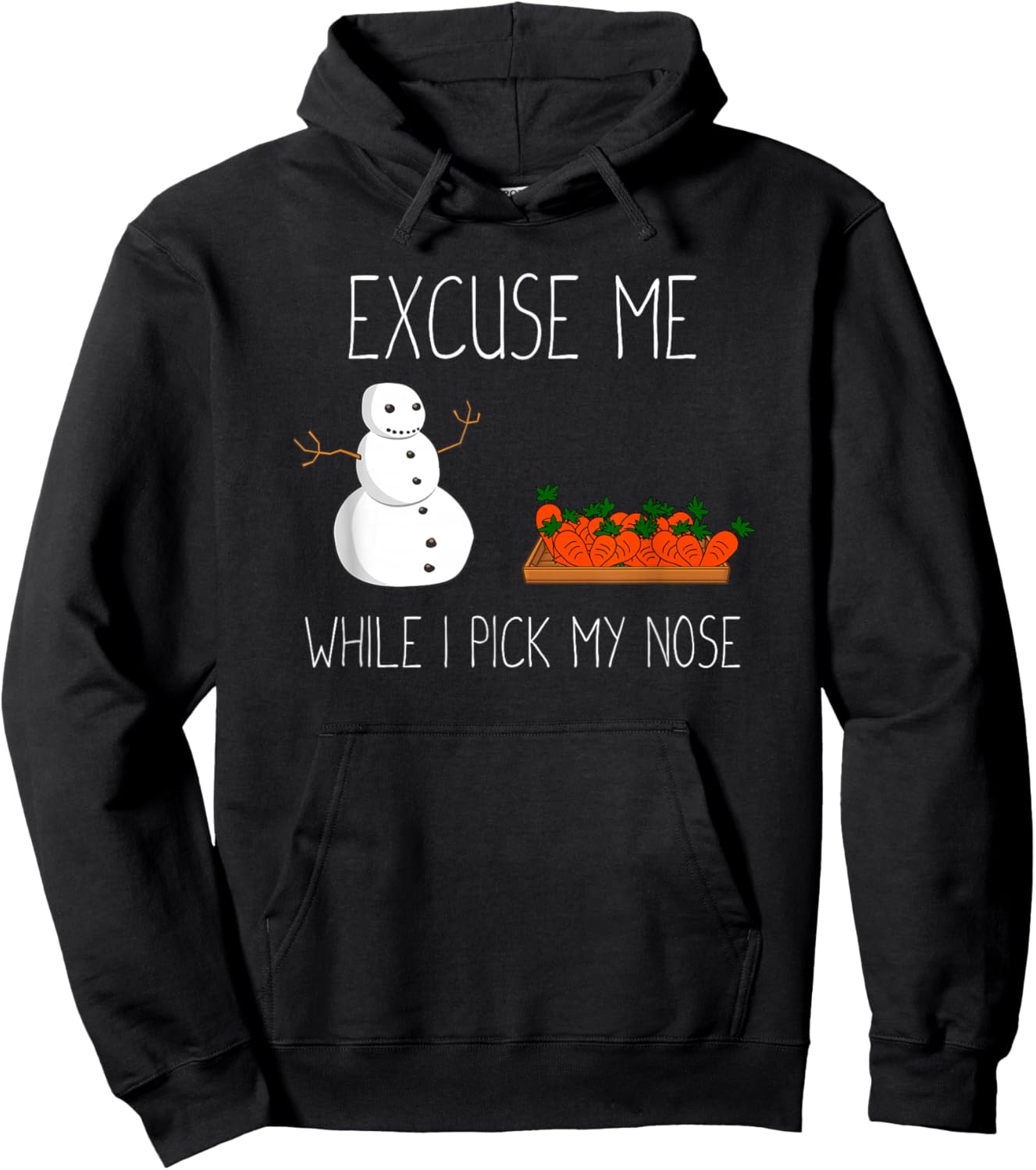 Snowman Picking Nose. Funny Christmas Pun. Boys Men Xmas Hoodie - Hoodie | Black