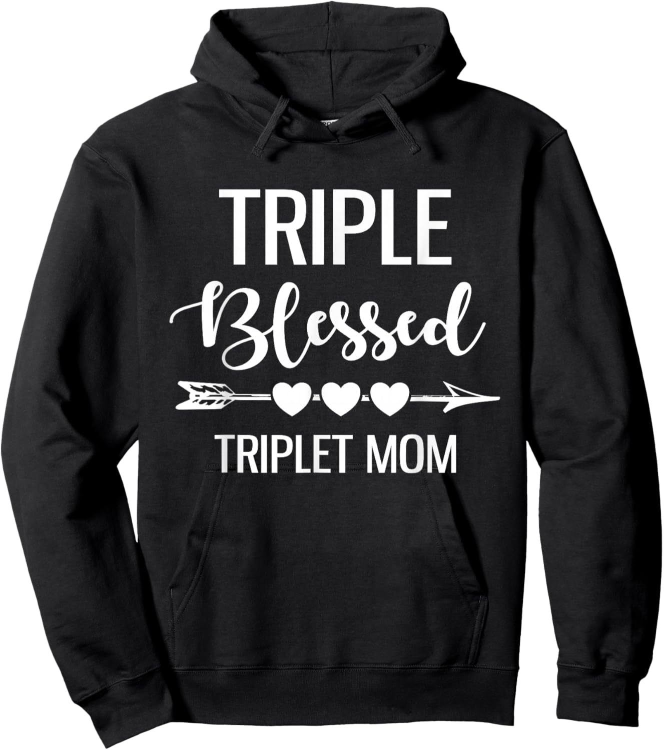 Triple Blessed Triplet Mom Funny Blessing Triplet Mom Mama Hoodie - Hoodie | Black