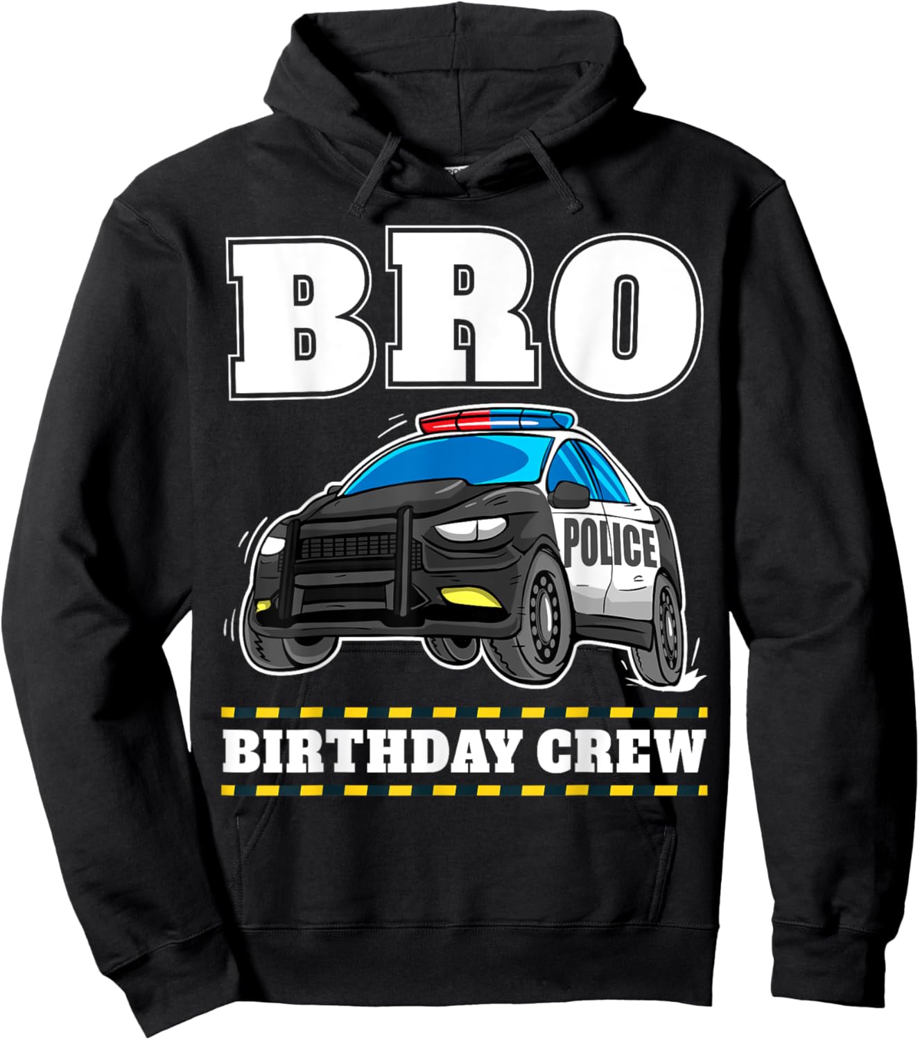 Bro Birthday Crew Police Car Policeman Officer Brother Hoodie - Hoodie | Black