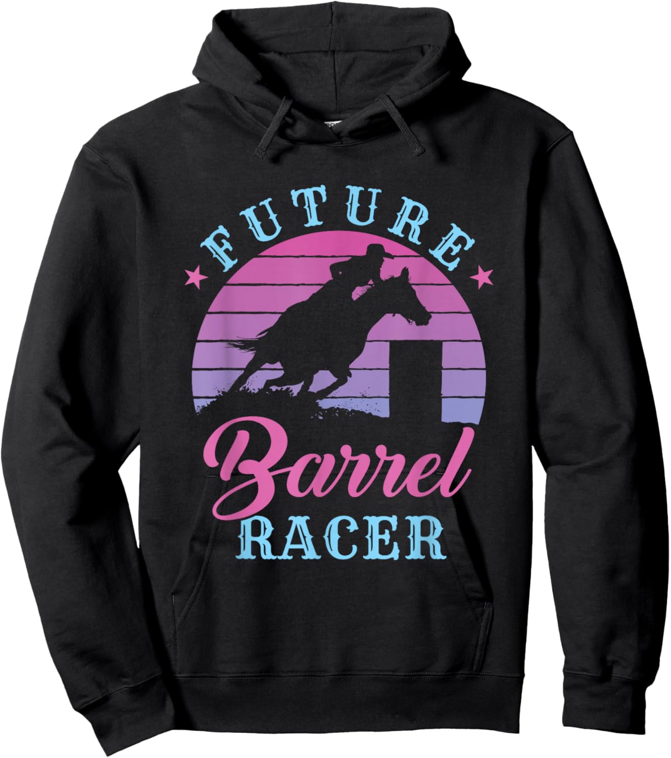 Future Barrel Racer Cute Cowgirl Western Barrel Racing Girls Hoodie - Hoodie | Black