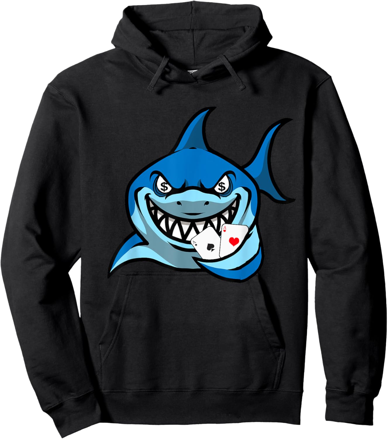 Poker Ace Of Spades Hearts Shark - Texas Hold'Em Poker Hoodie - Hoodie | Black