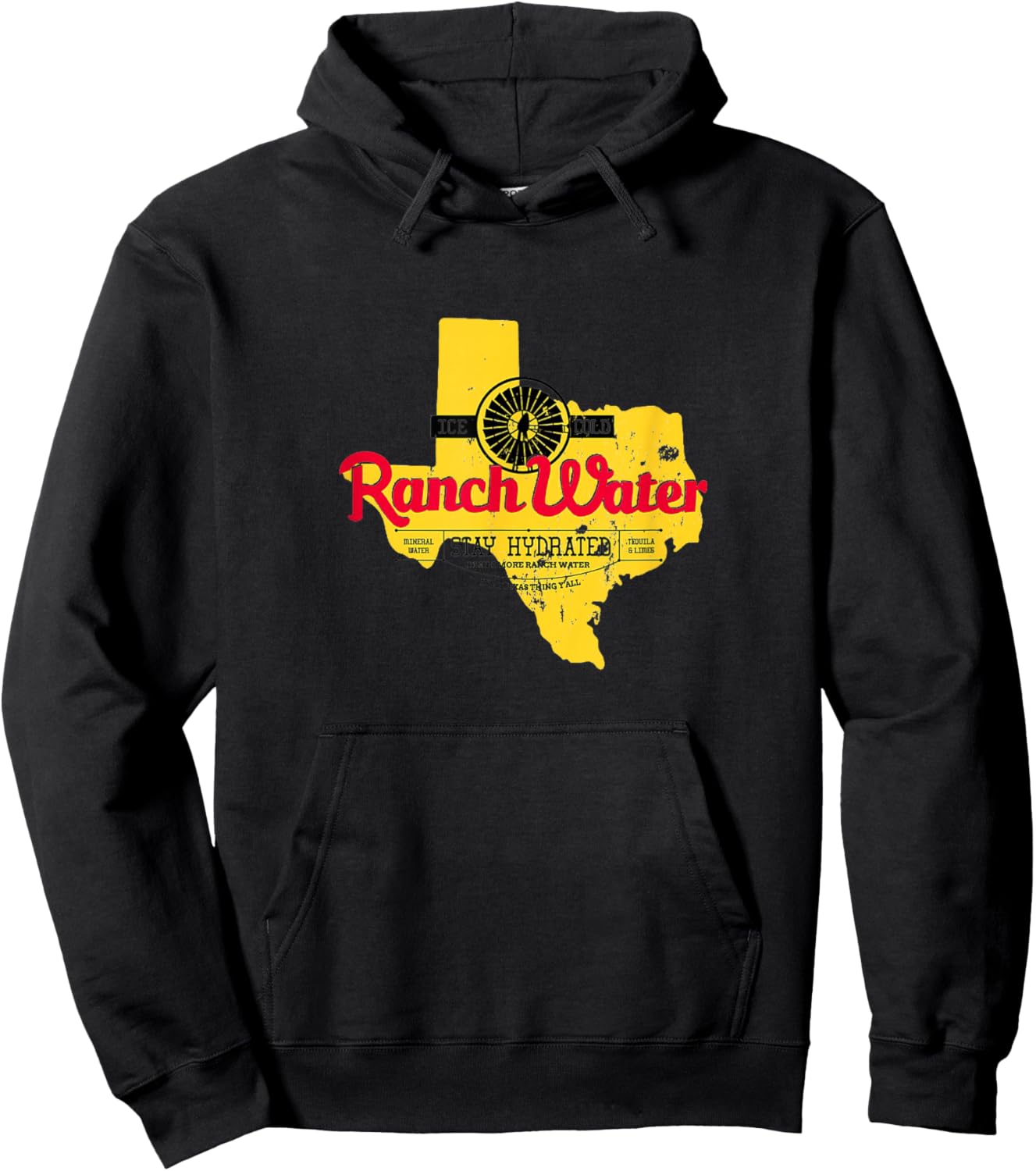 Drink Water Ranch Proud Vintage Texas Pride Hoodie - Hoodie | Black